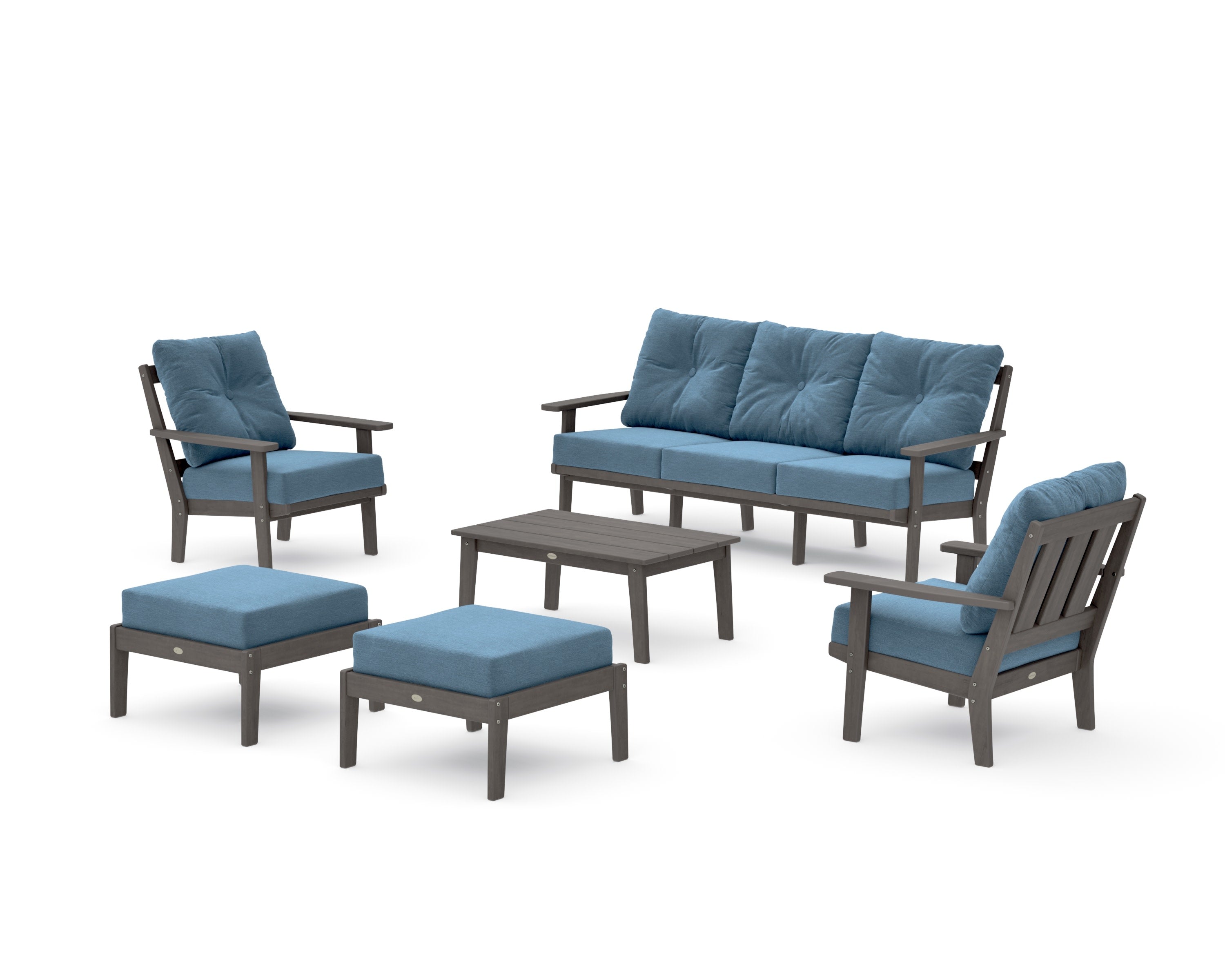 Oxford 6-Piece Lounge Sofa Set in Driftwood / Sky Blue