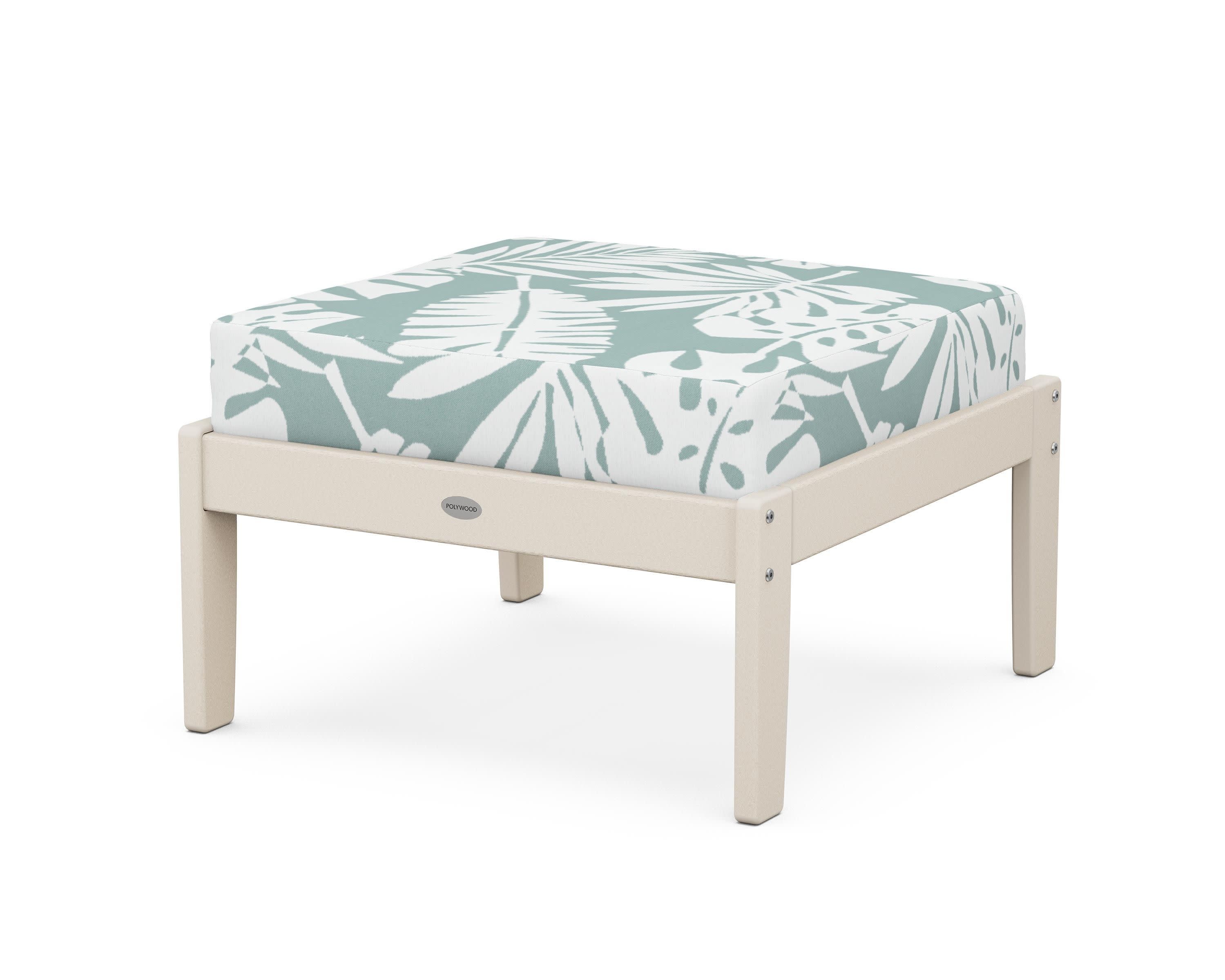 Braxton Deep Seating Ottoman in Sand / Leaf Glacier Spa