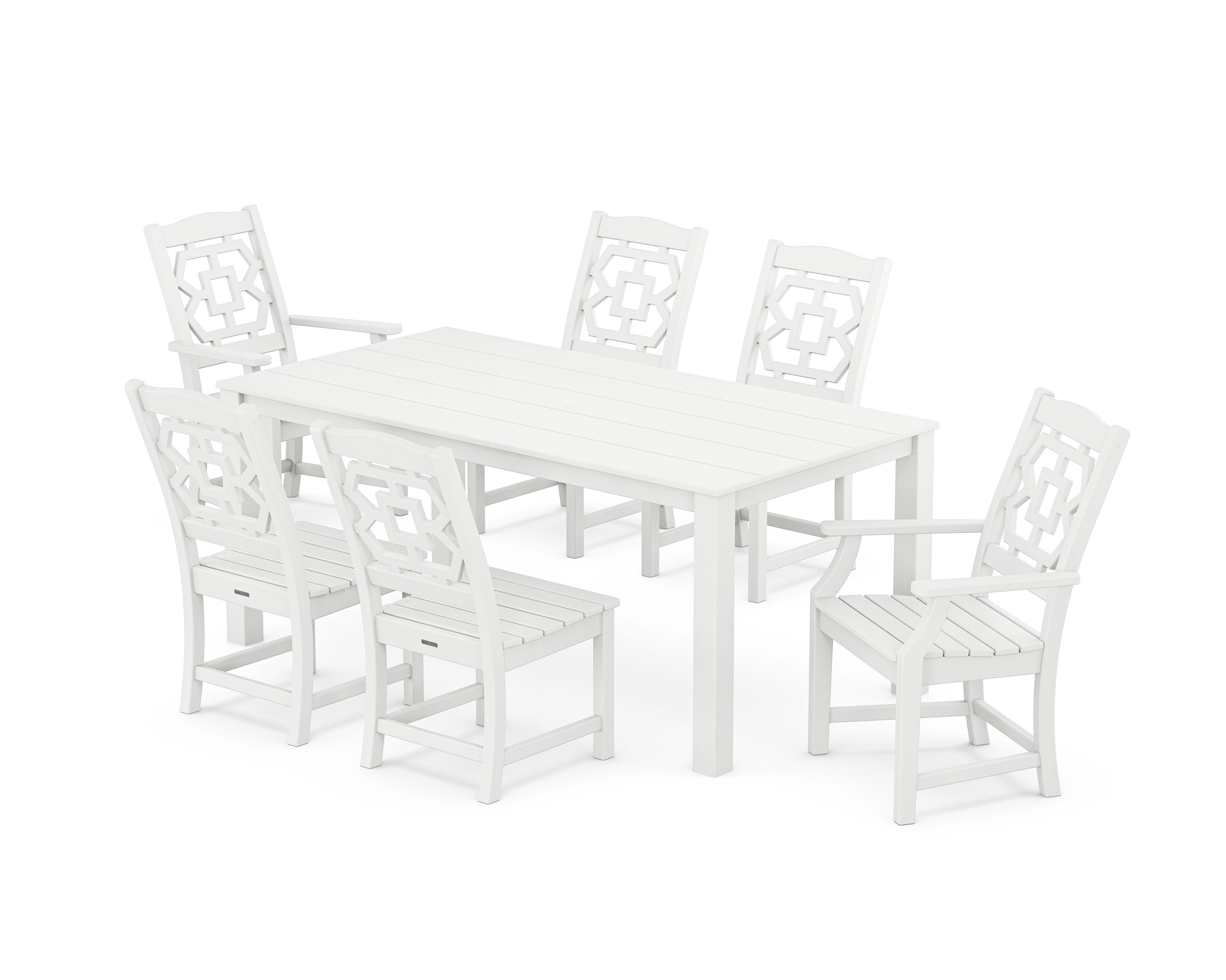 Chinoiserie 7-Piece Parsons Dining Set in White