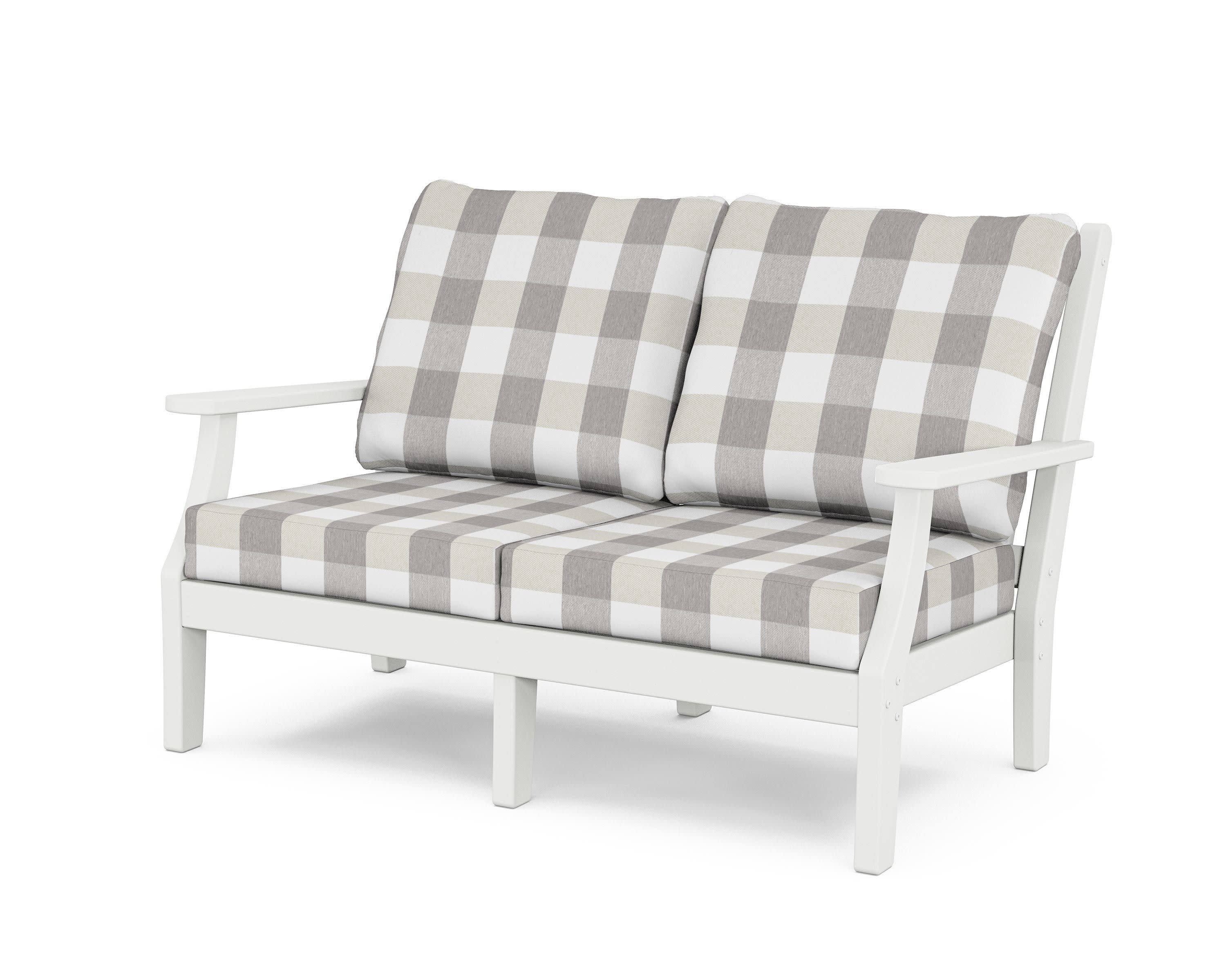 Wovendale Deep Seating Loveseat in White / Buffalo Plaid Grey Mist