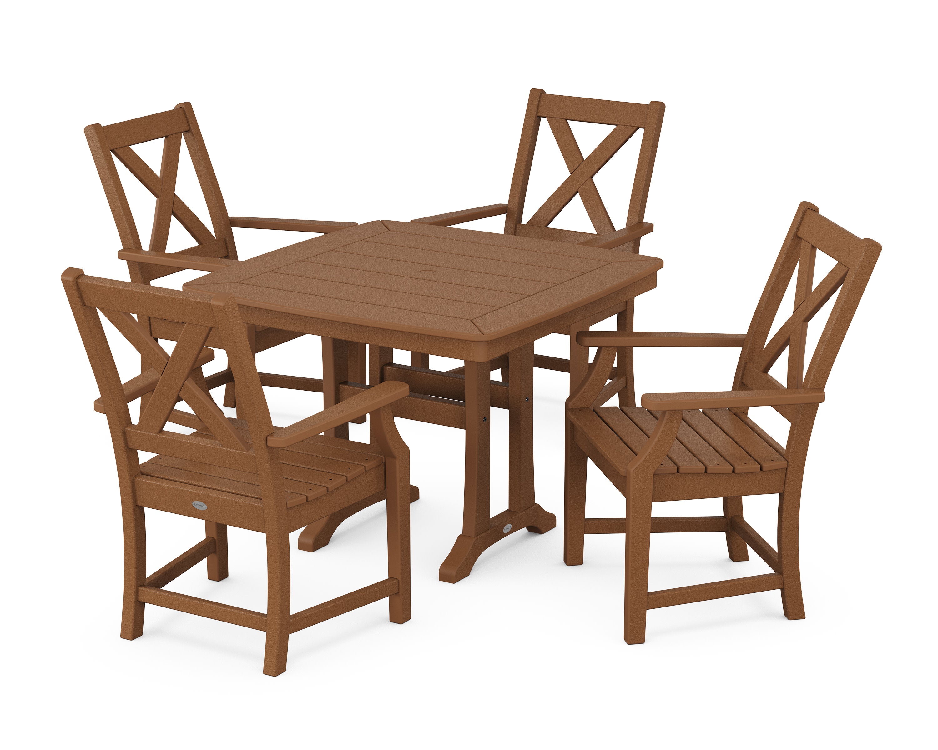 Braxton 5-Piece Dining Set with Trestle Legs in Teak