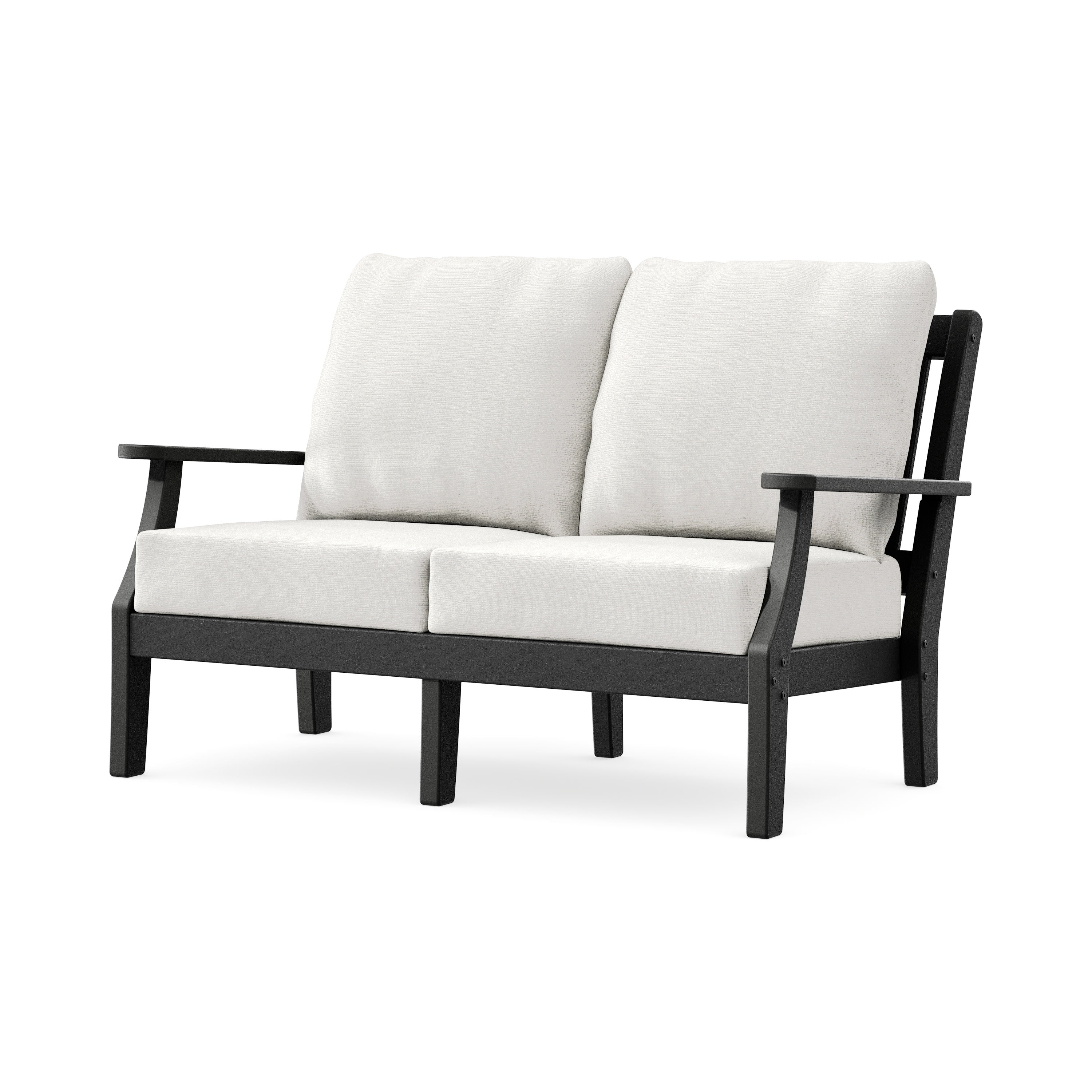 Chinoiserie Deep Seating Loveseat in Black / Natural Linen