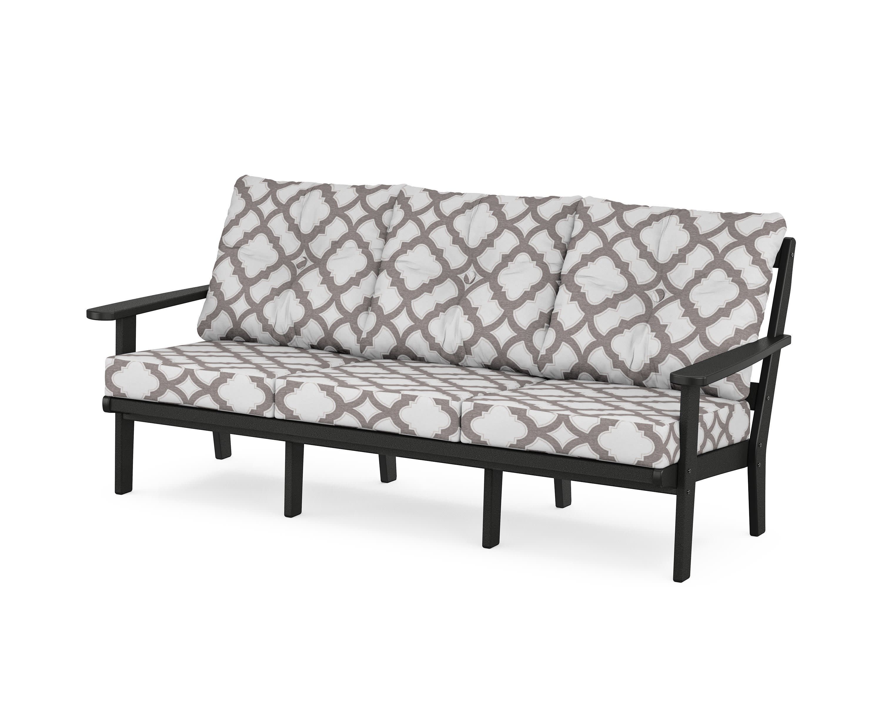 Mission Deep Seating Sofa in Black / Trellis Grey Mist