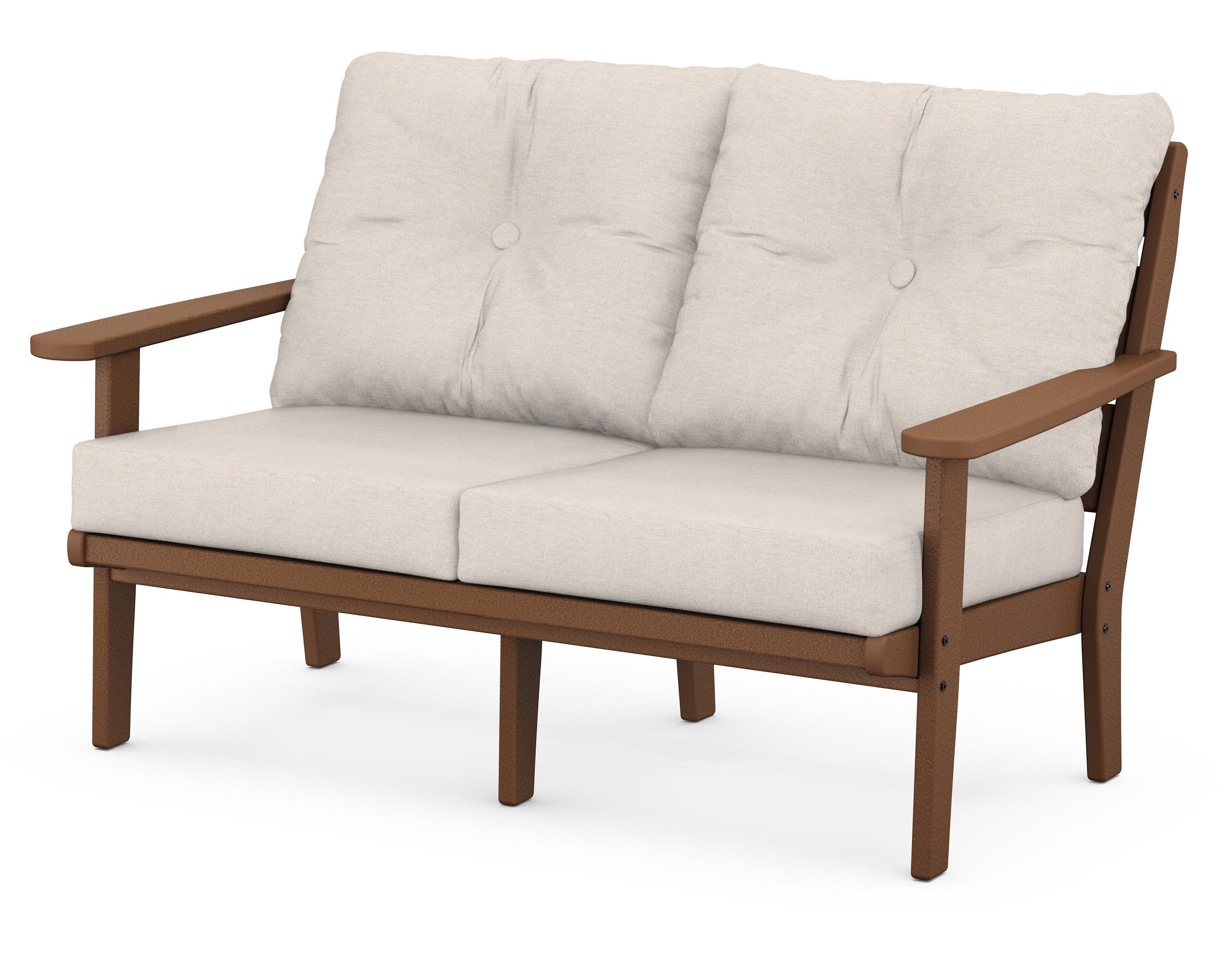 Lakeside Deep Seating Loveseat in Teak / Nuance Cloud