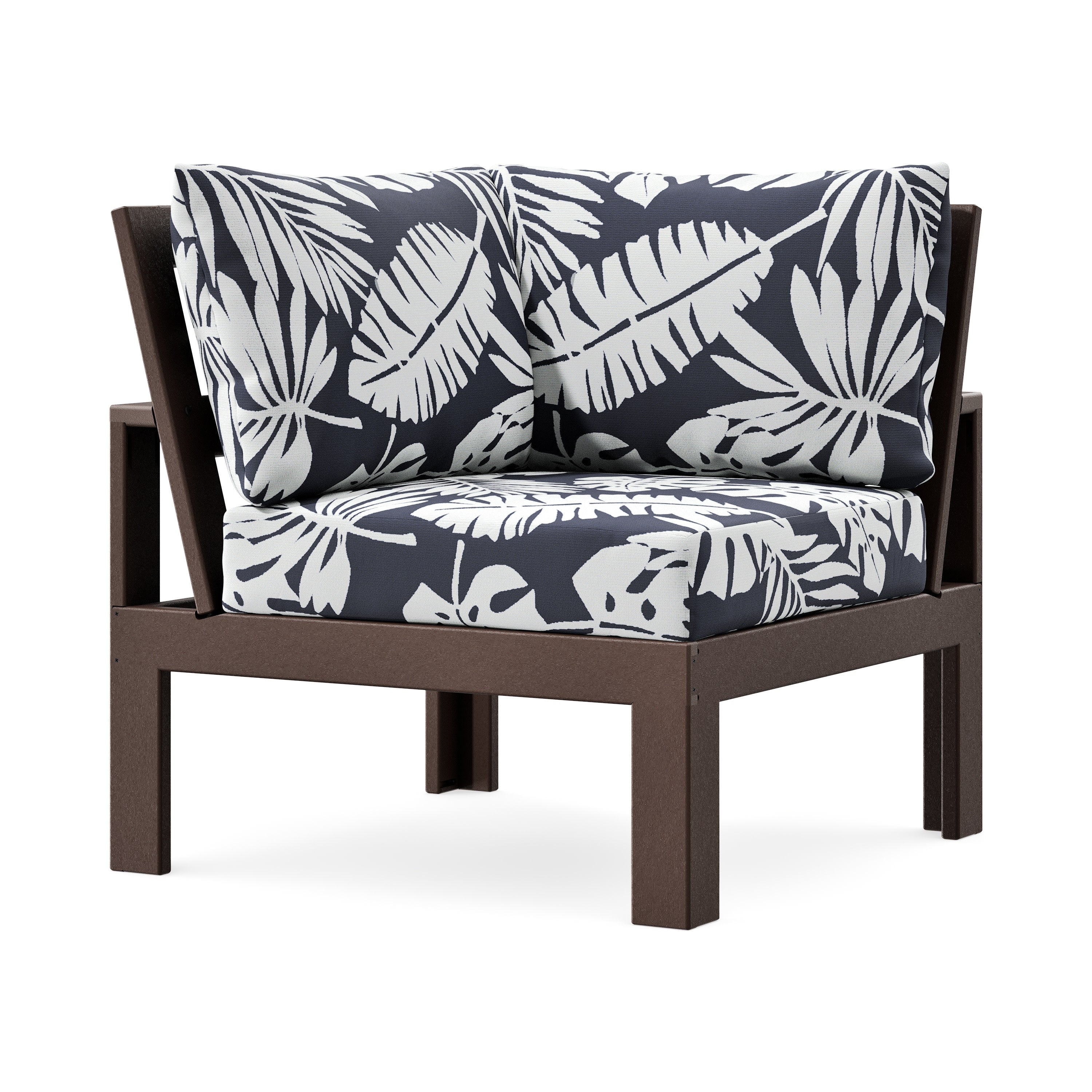 Modular Corner Chair in Mahogany / Leaf Navy