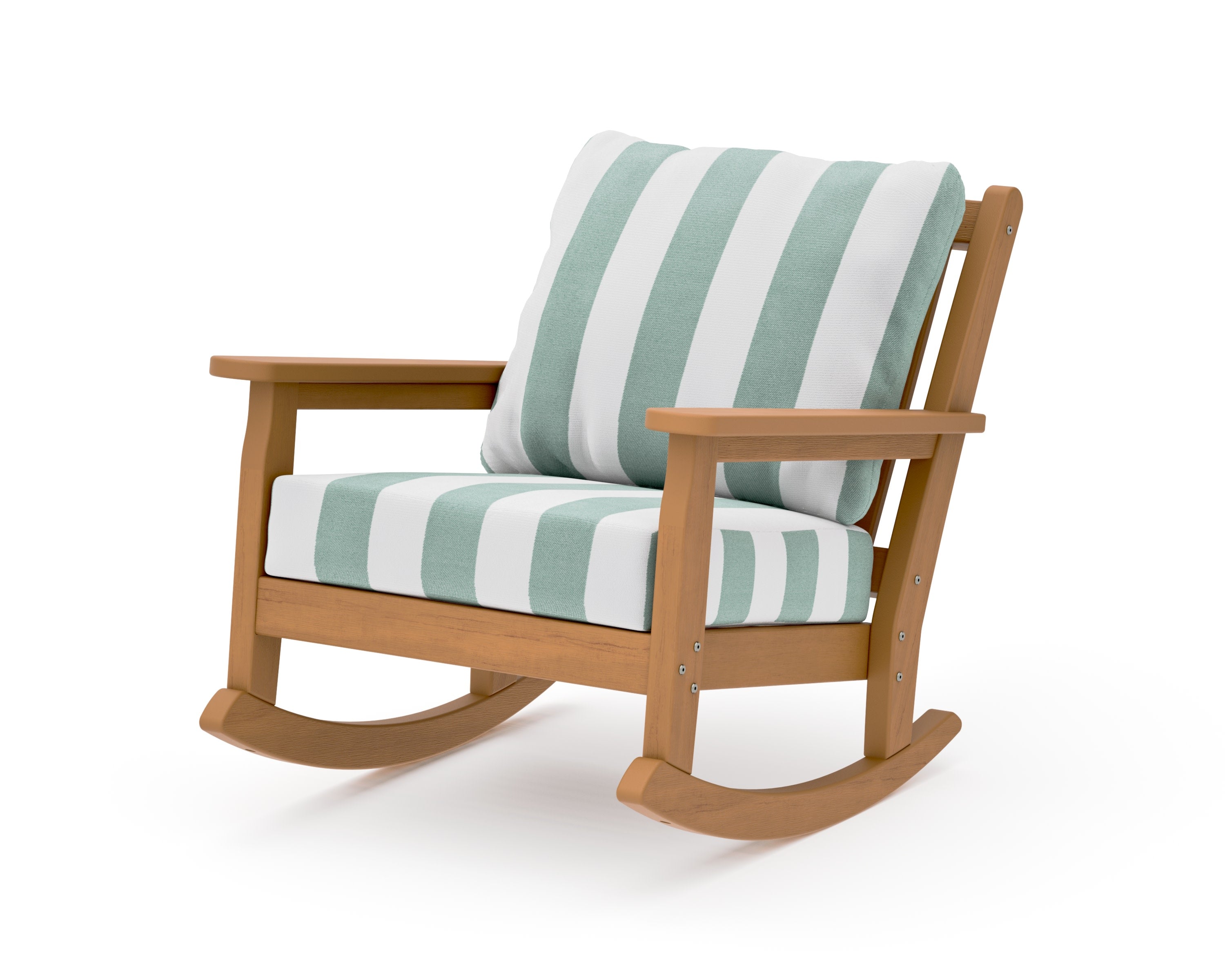 Chippendale Deep Seating Rocking Chair in Natural / Cabana Stripe Glacier Spa