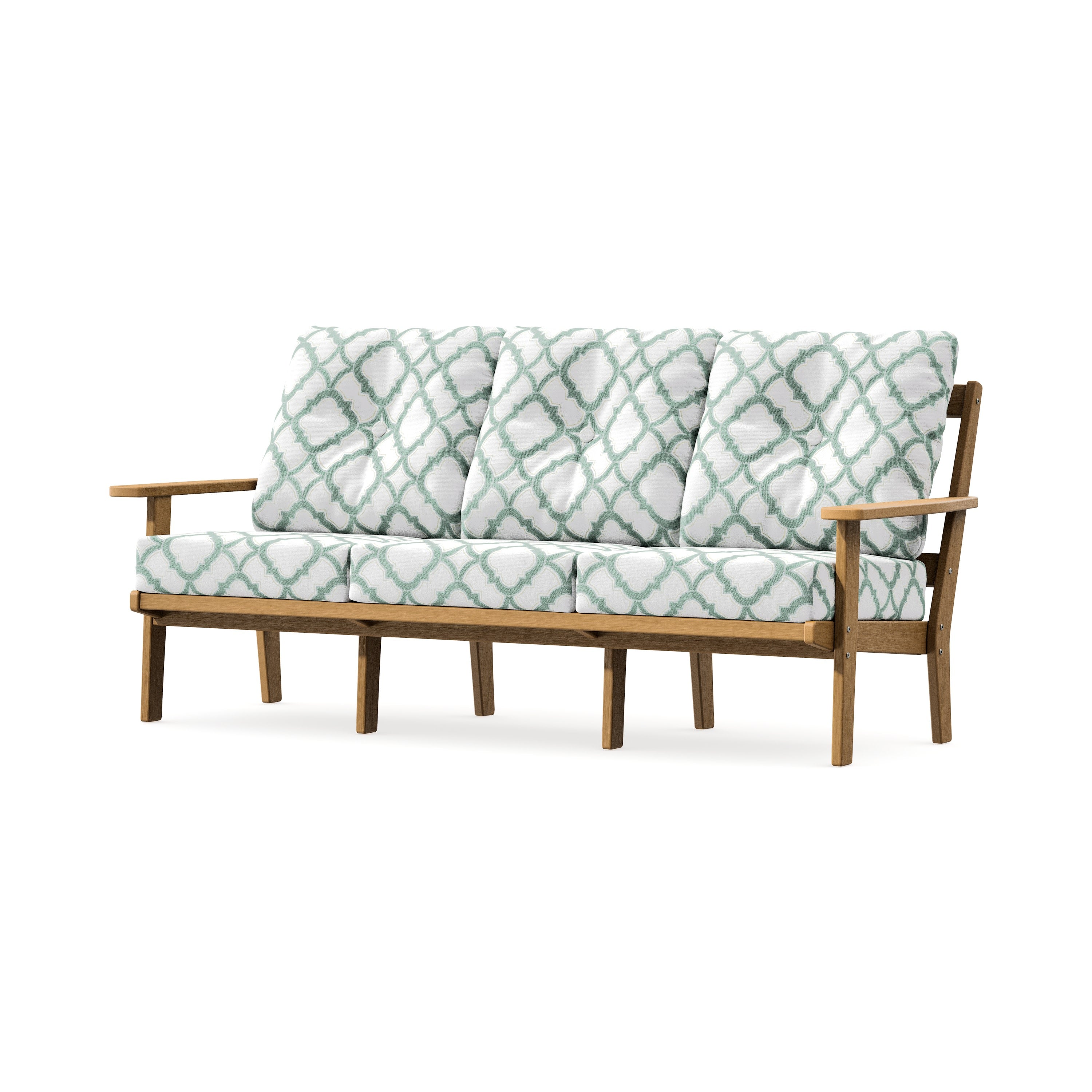 PrairieDeep Seating Sofa in Natural / Trellis Glacier Spa