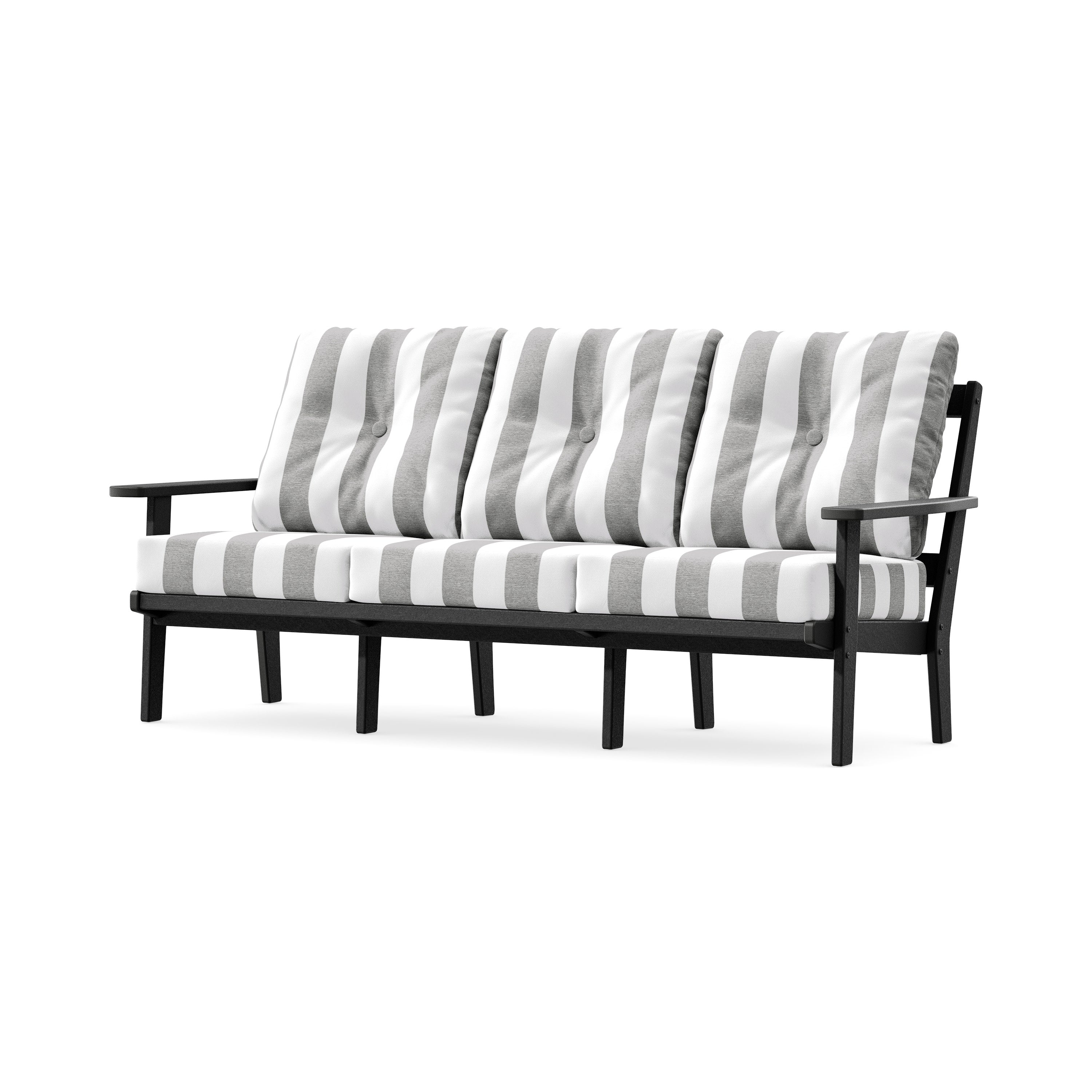 PrairieDeep Seating Sofa in Black / Cabana Stripe Grey Mist