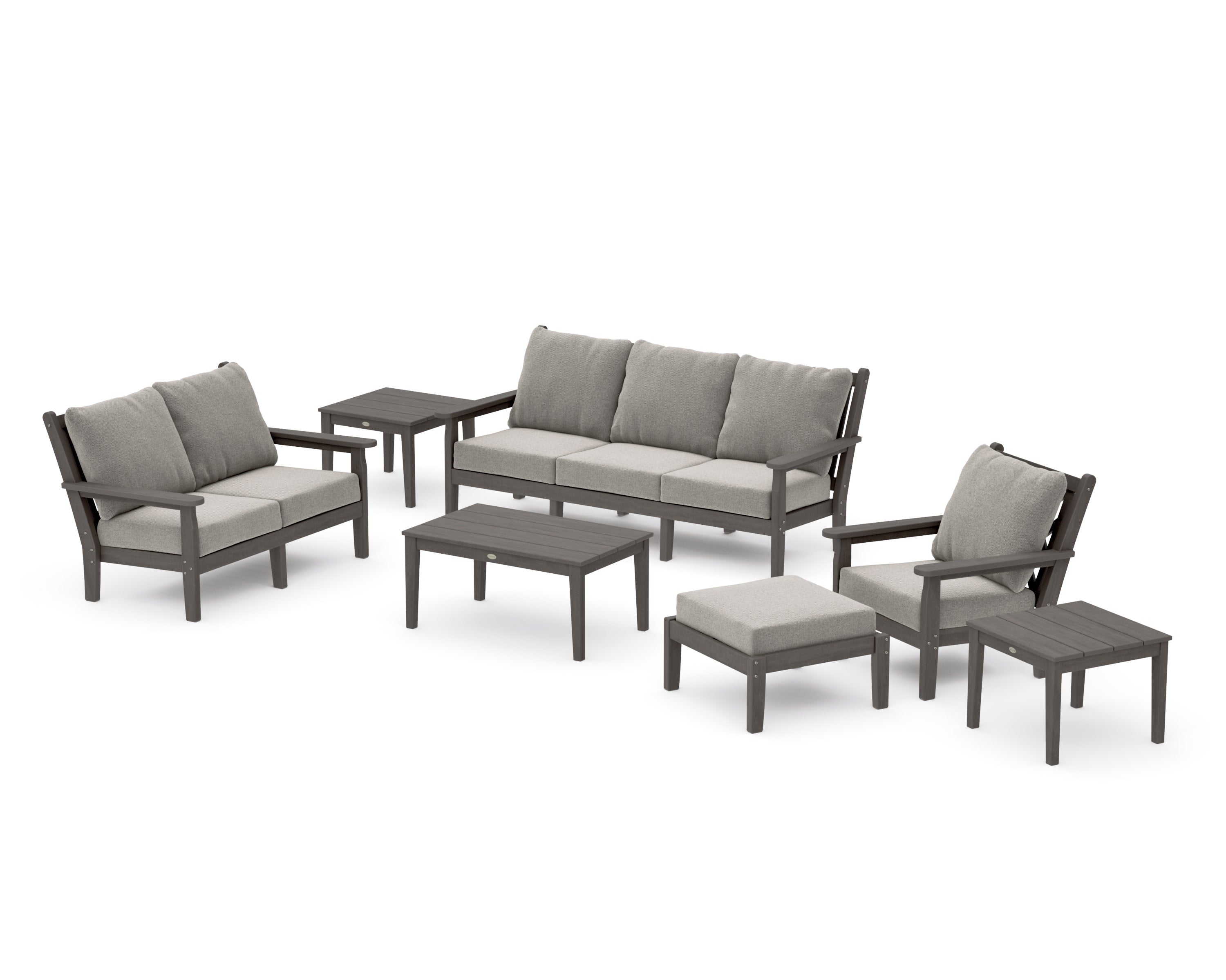 Chippendale 7-Piece Deep Seating Set in Driftwood / Weathered Tweed