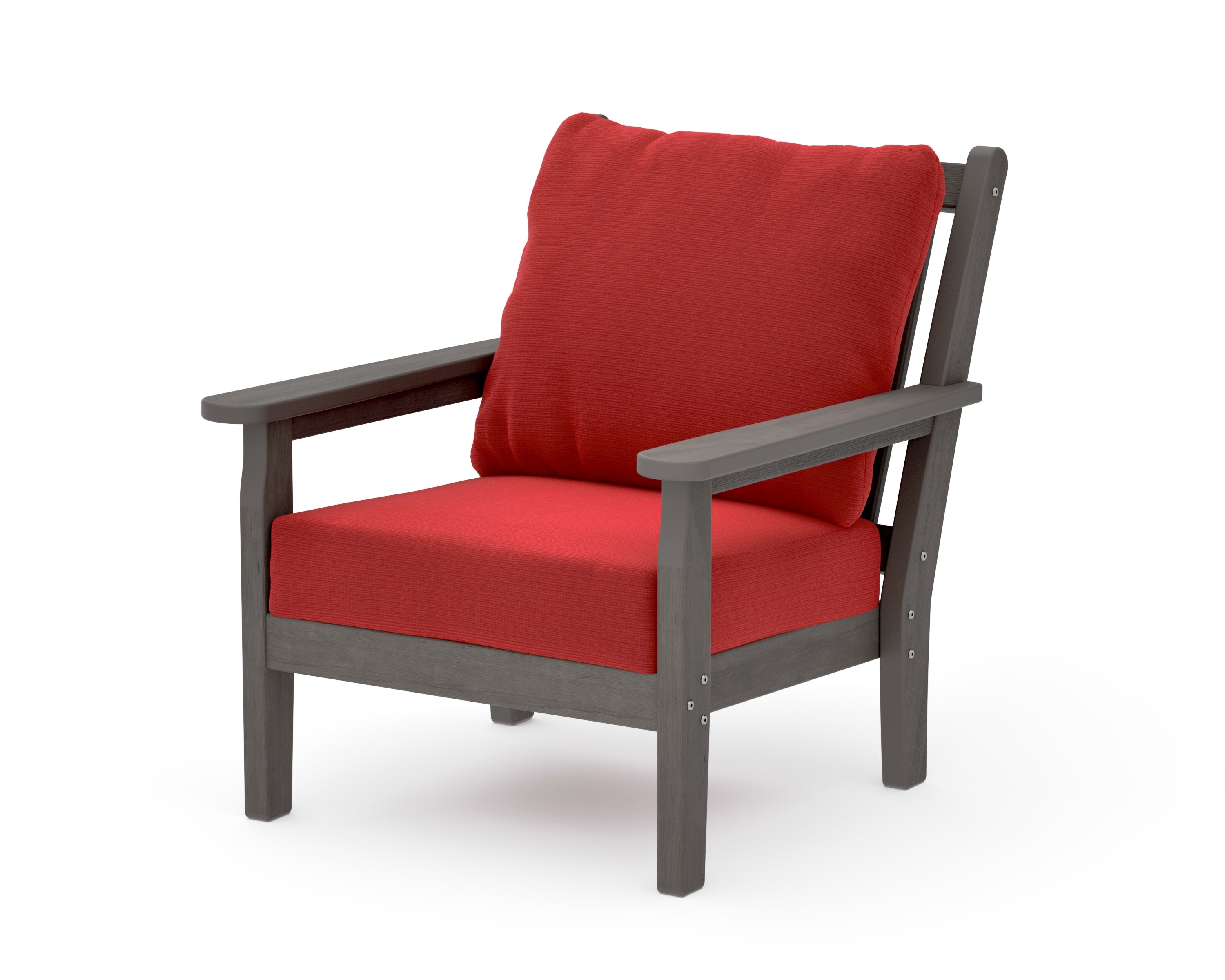 Chippendale Deep Seating Chair in Driftwood / Crimson Linen