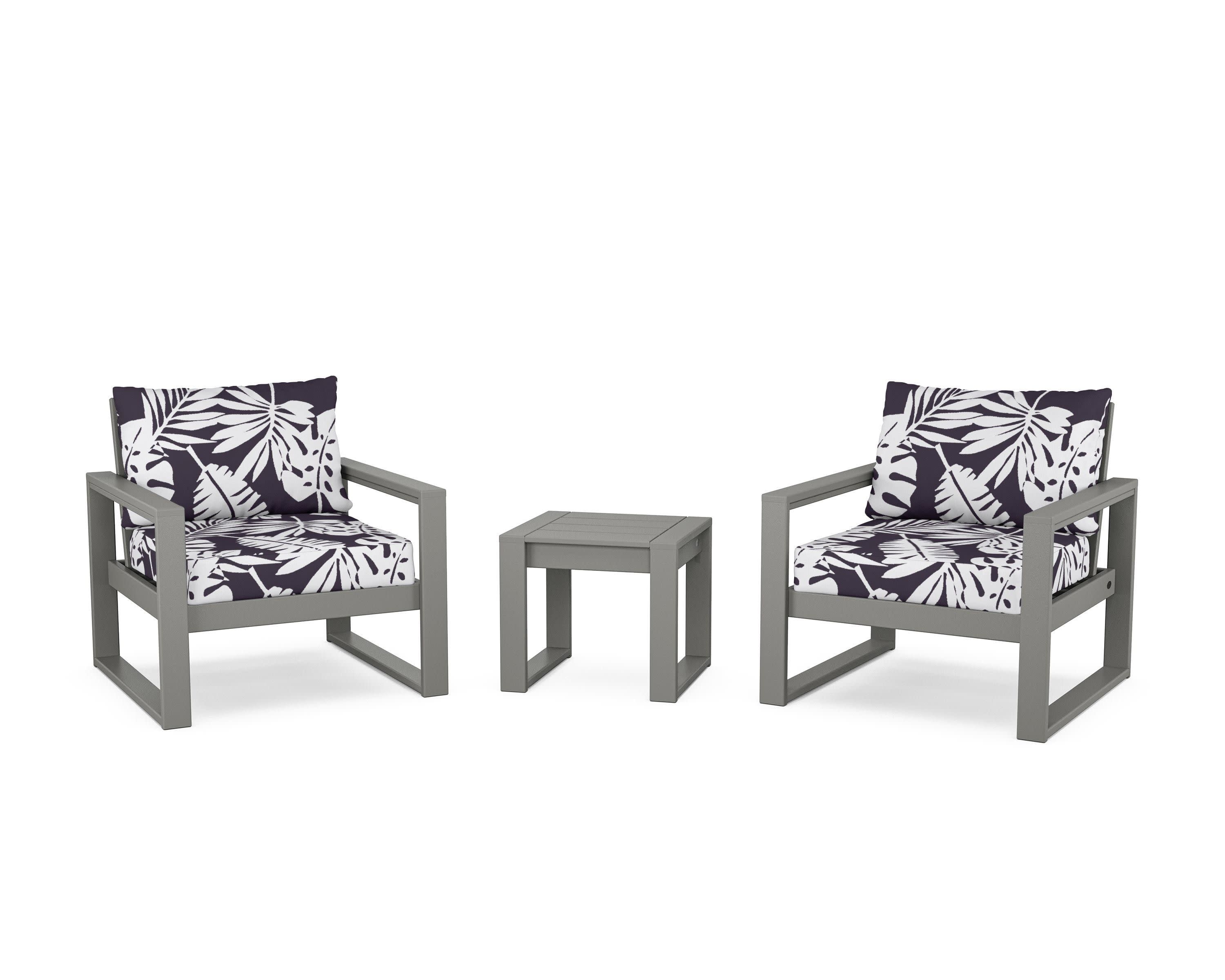 EDGE Sectional 3-Piece Deep Seating Set in Slate Grey / Leaf Navy