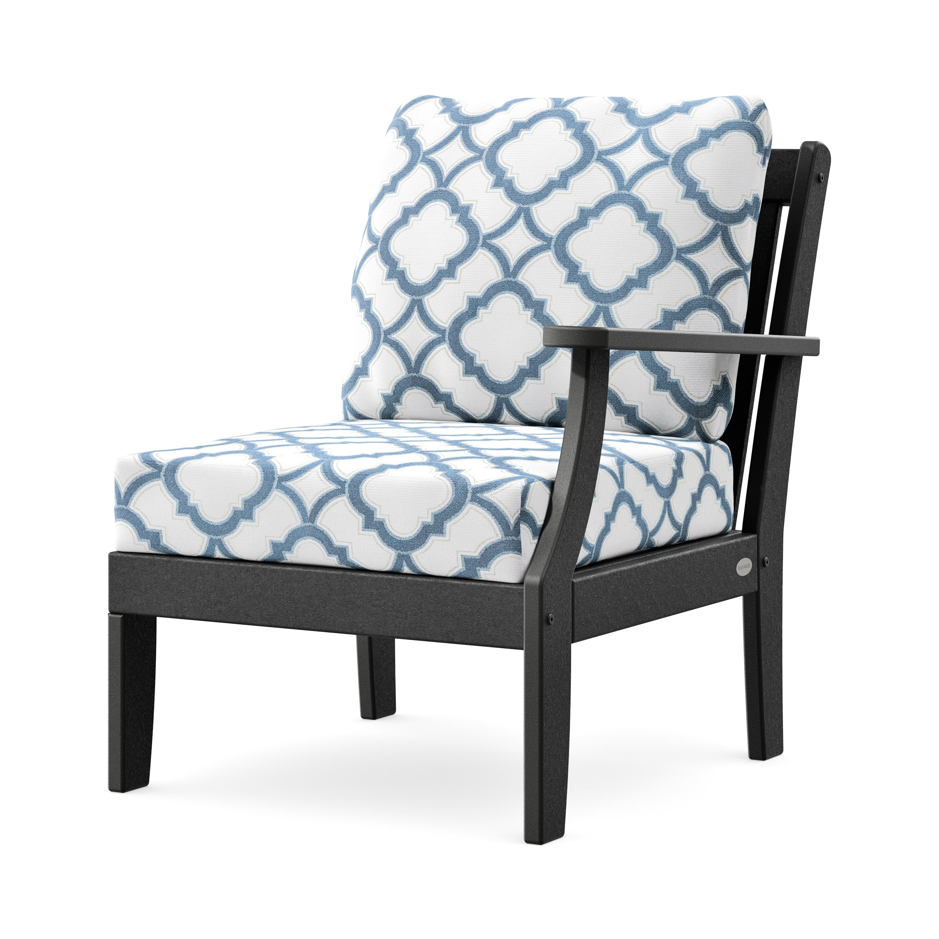 Braxton Modular Right Arm Chair in Black / Trellis Sky Blue