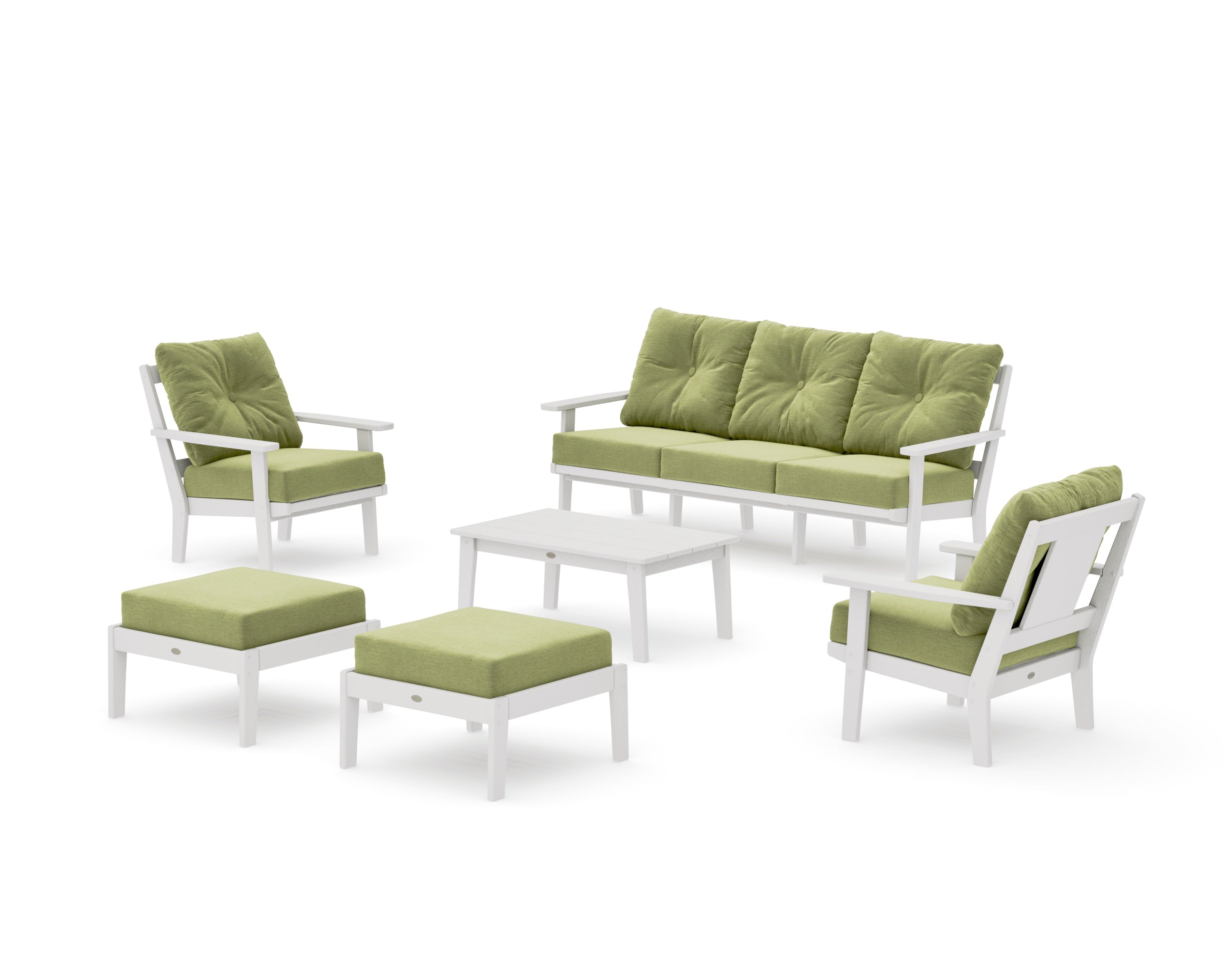 Prairie 6-Piece Lounge Sofa Set in Vintage White / Chartreuse Boucle