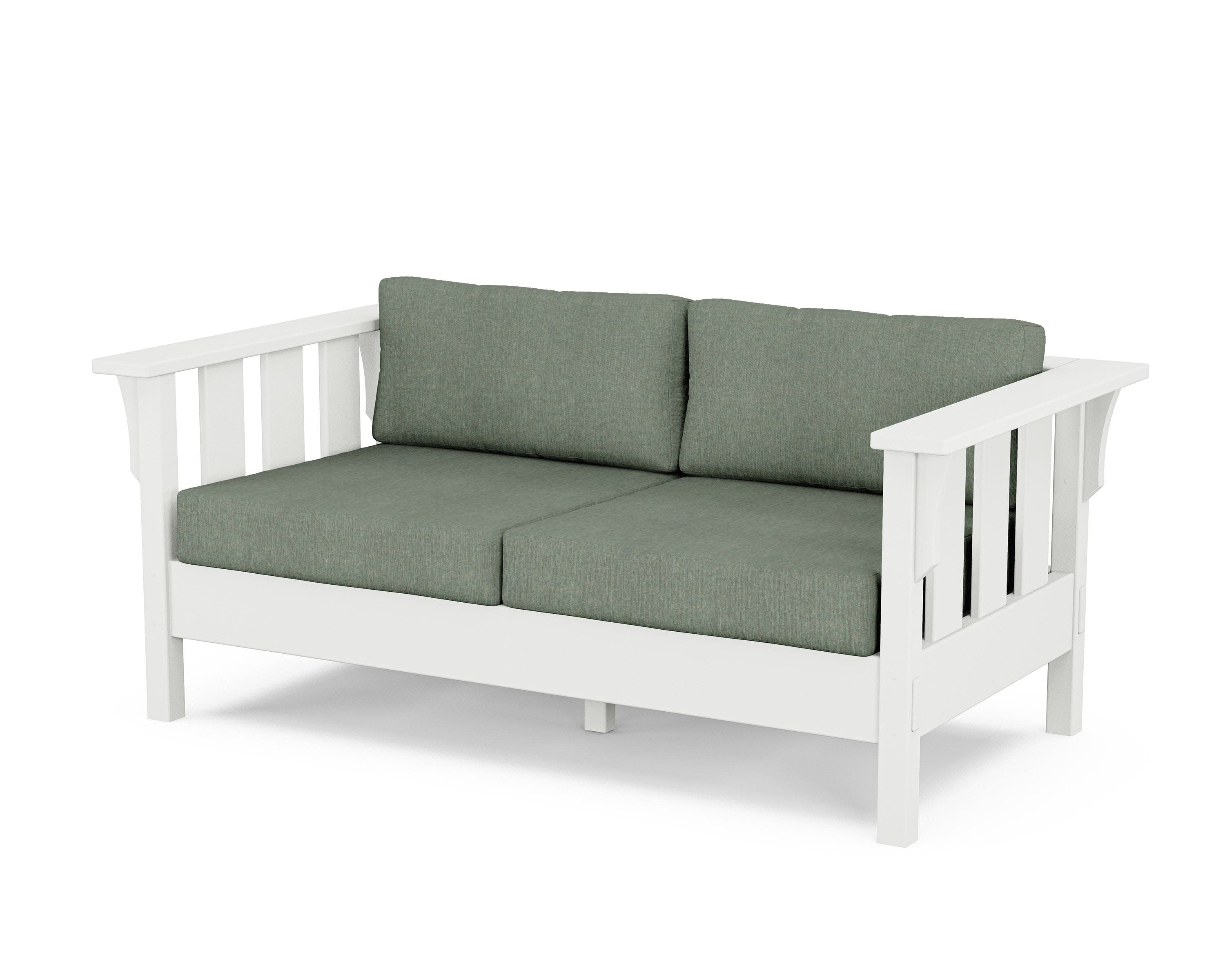 Acadia Deep Seating Loveseat in White / Cast Sage