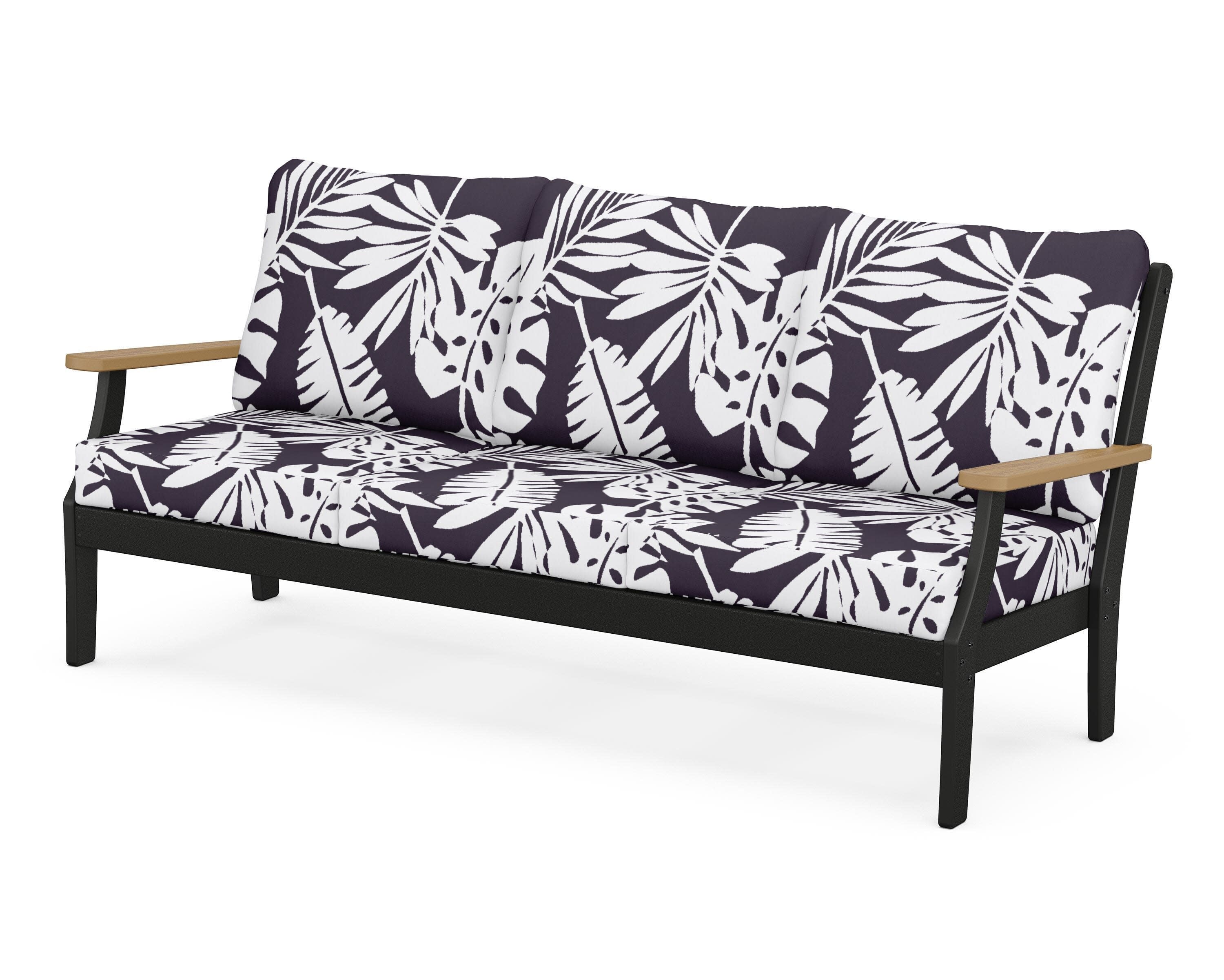 Braxton Deep Seating Sofa in Black / Natural / Leaf Navy
