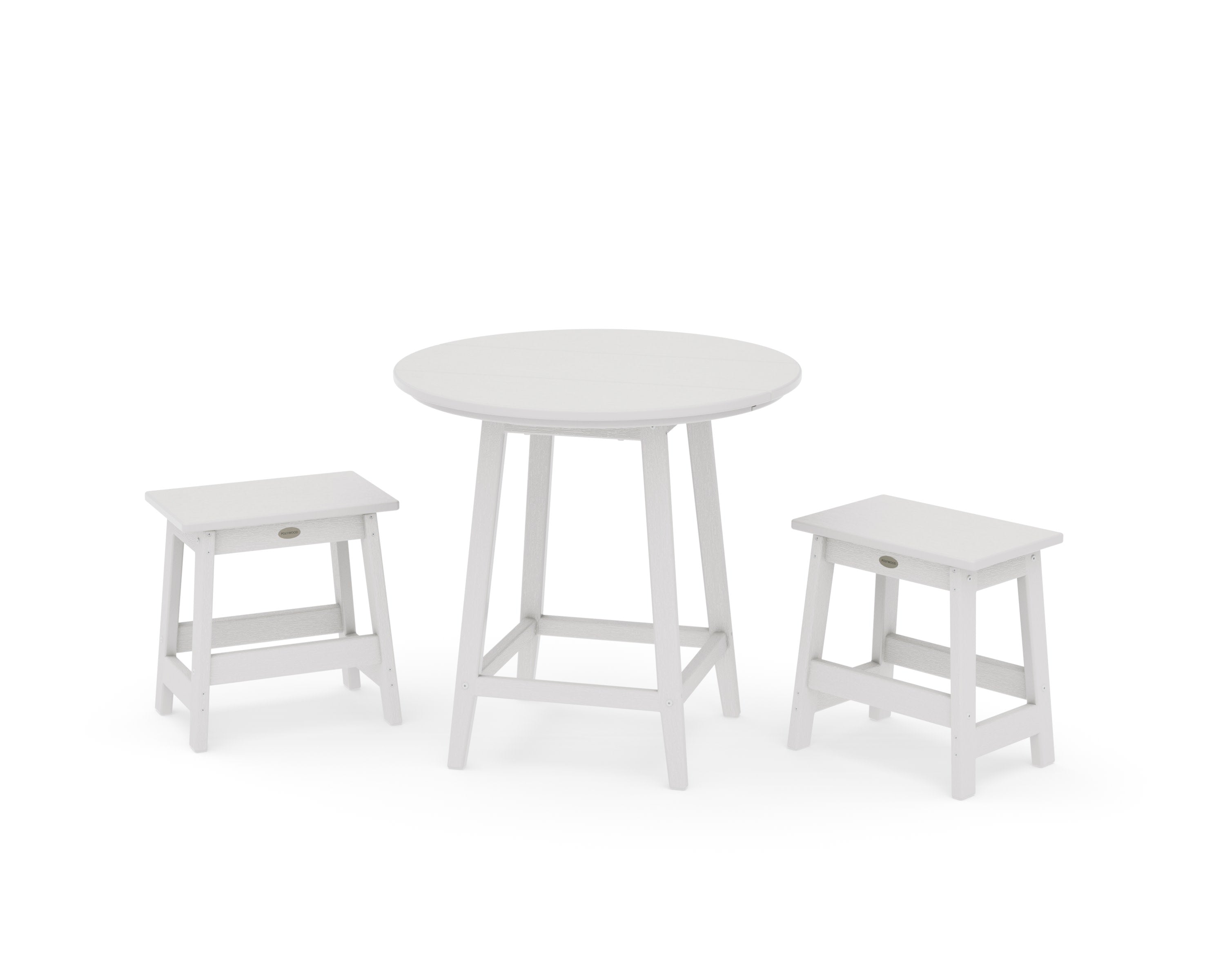 Modern Studio Stool 3-Piece Round Bistro Set in Vintage White
