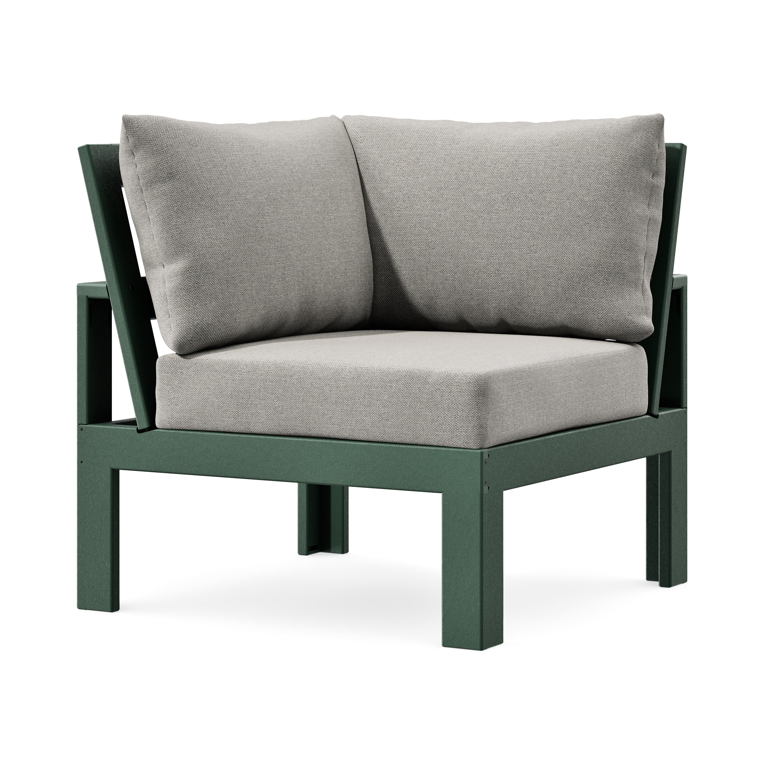 Modular Corner Chair in Green / Weathered Tweed