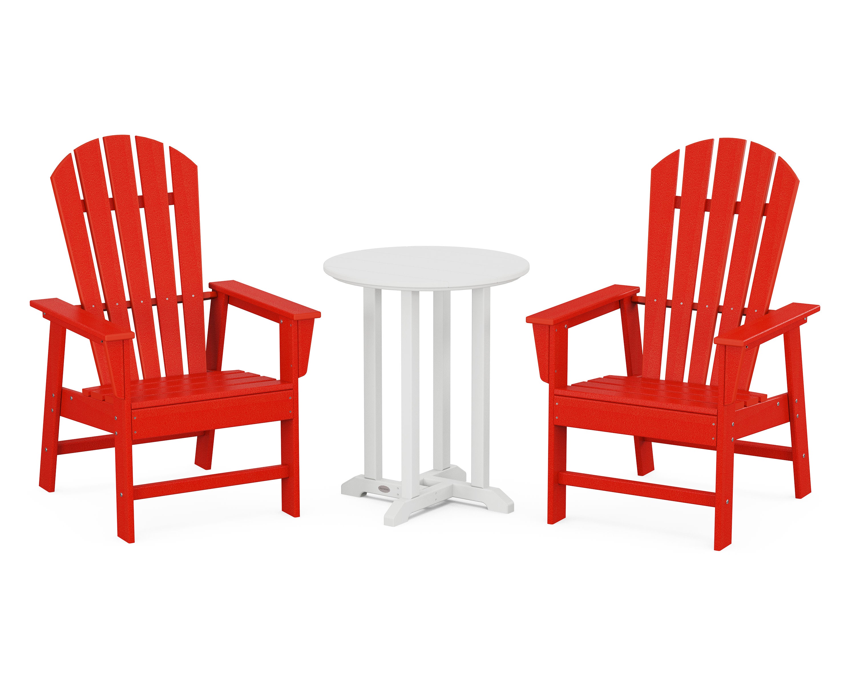 South Beach 3-Piece Round Farmhouse Bistro Dining Set in Sunset Red / White