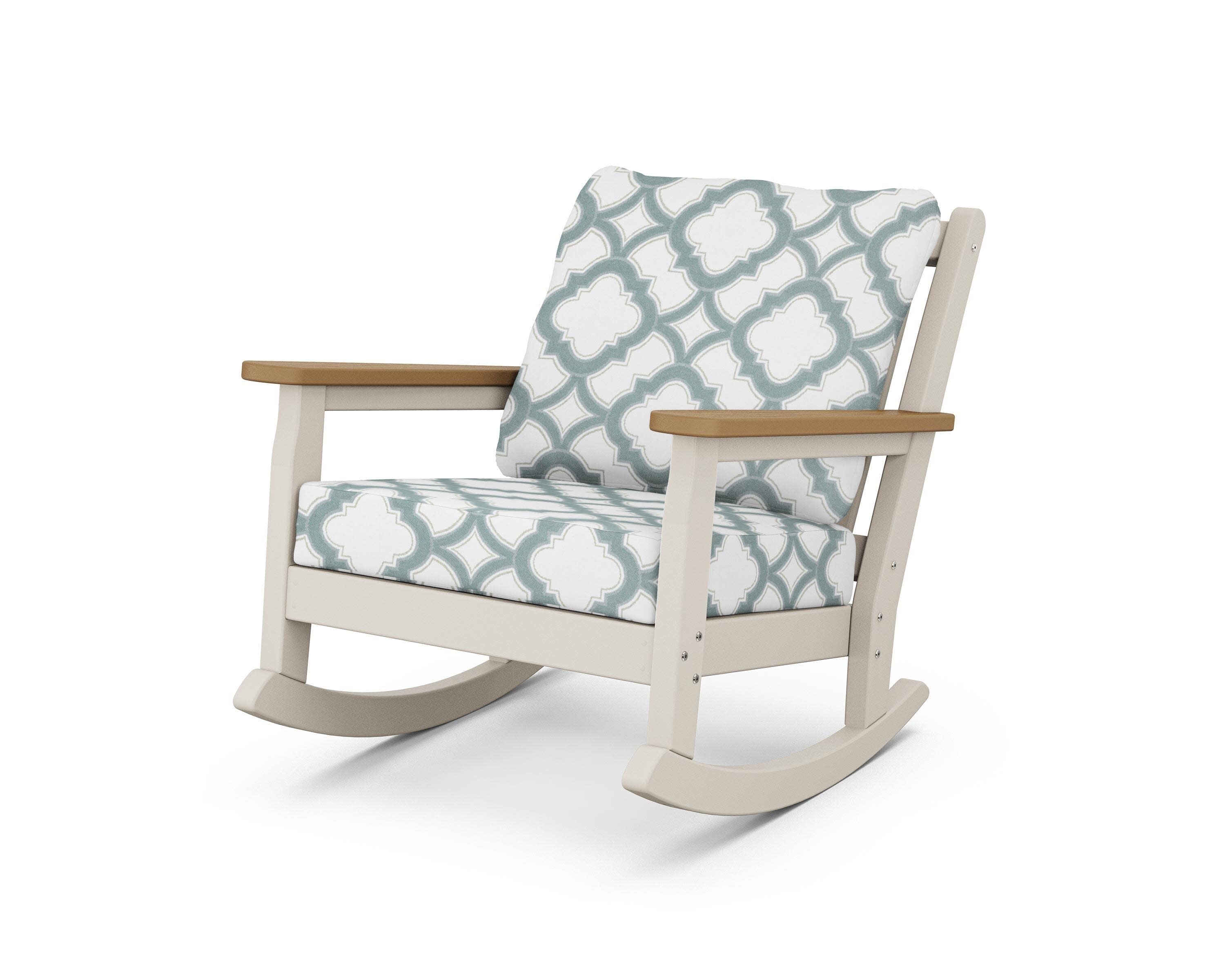 Chippendale Deep Seating Rocking Chair in Sand / Natural / Trellis Glacier Spa