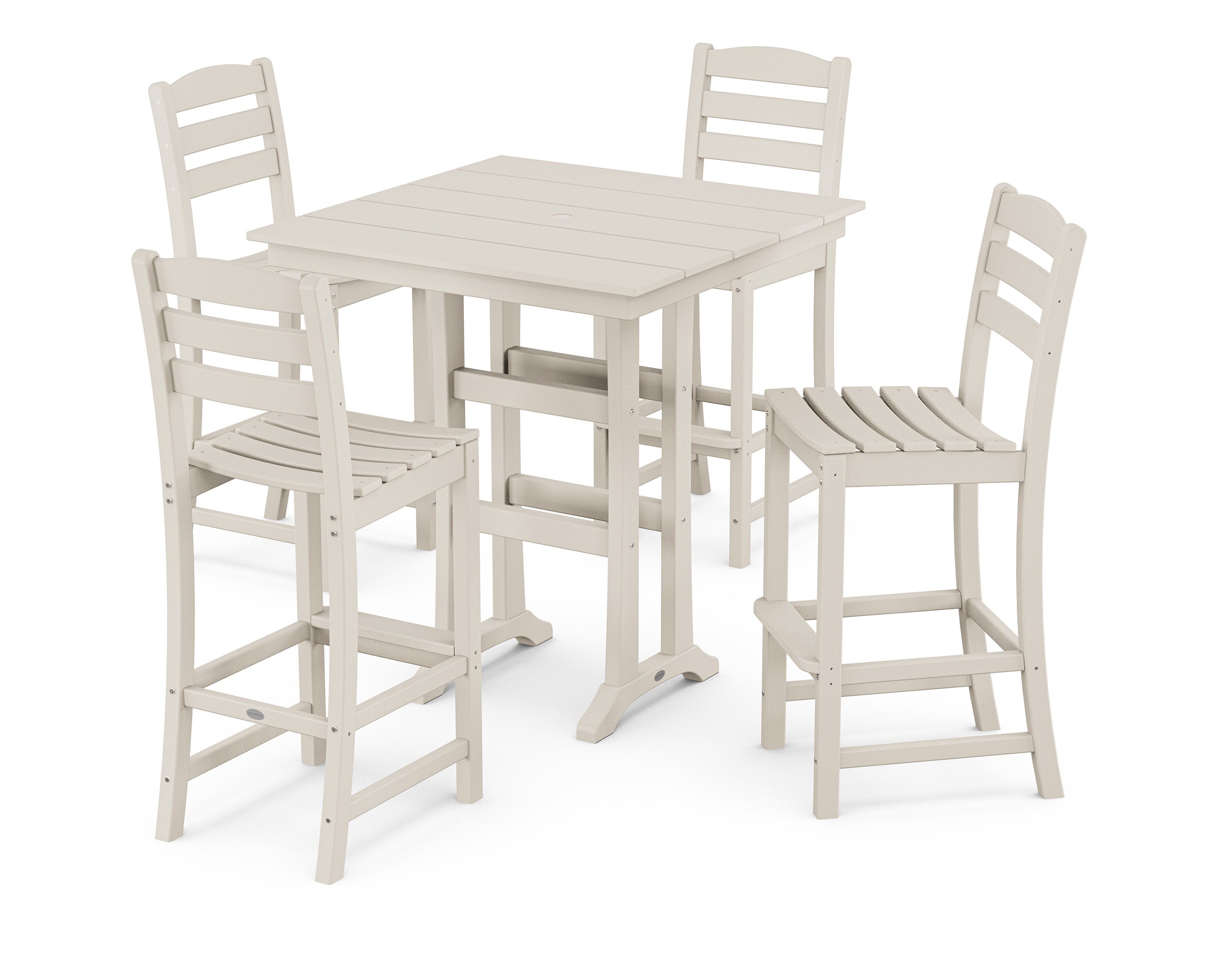 La Casa Caf 5-Piece Farmhouse Trestle Bar Set in Sand