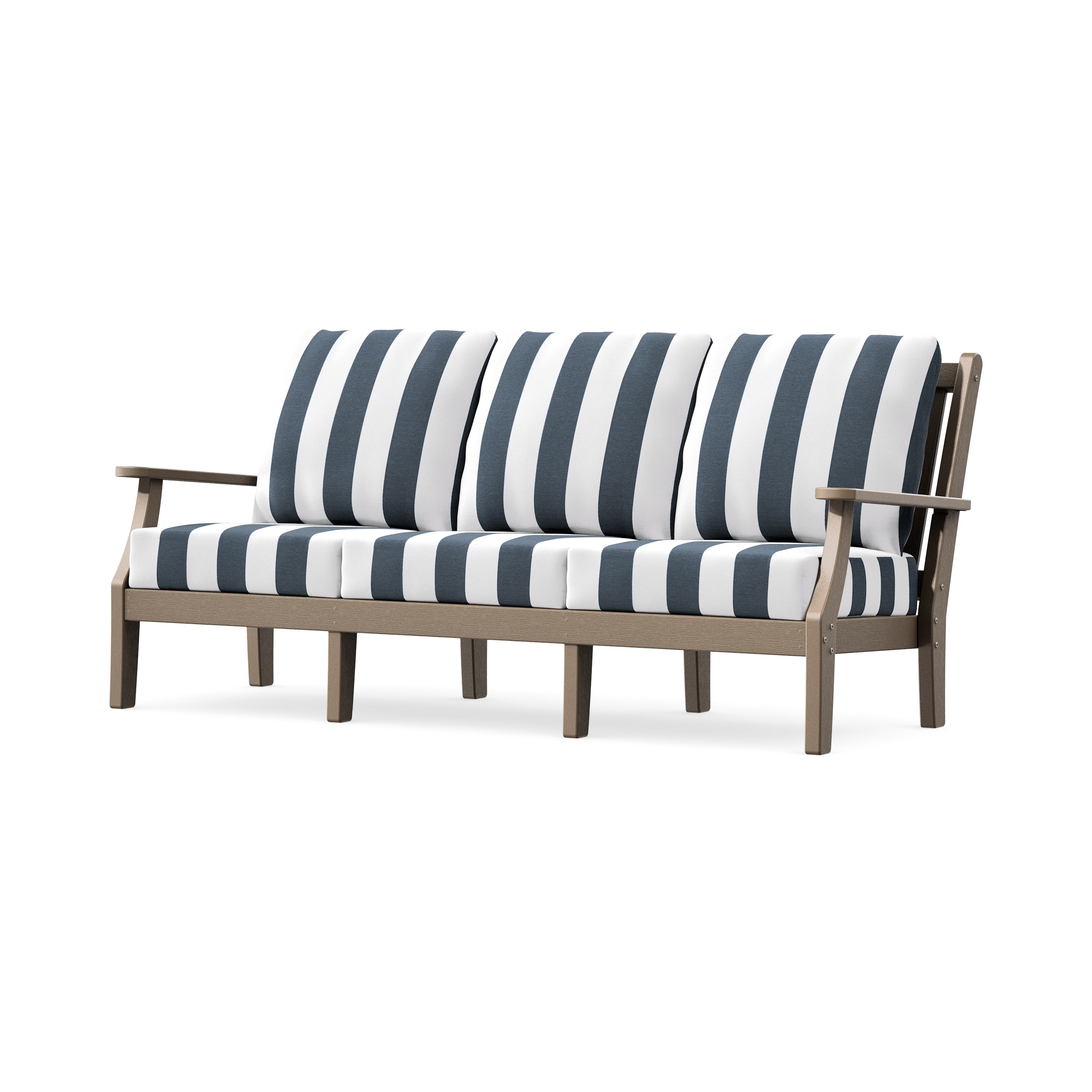 Wovendale Deep Seating Sofa in Vintage Sahara / Cabana Stripe Marine Indigo