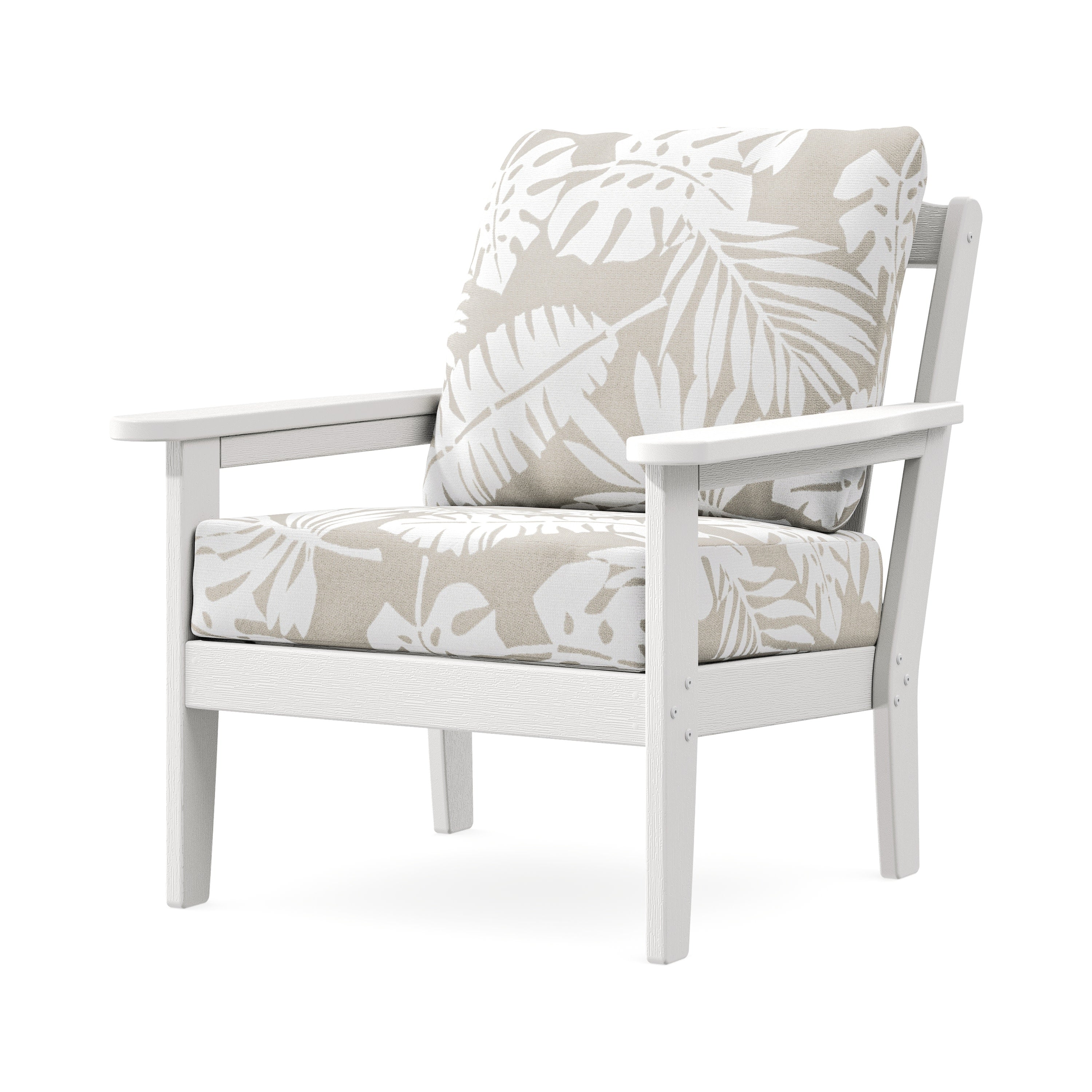 Cottage Deep Seating Chair in Vintage White / Leaf Dune Burlap