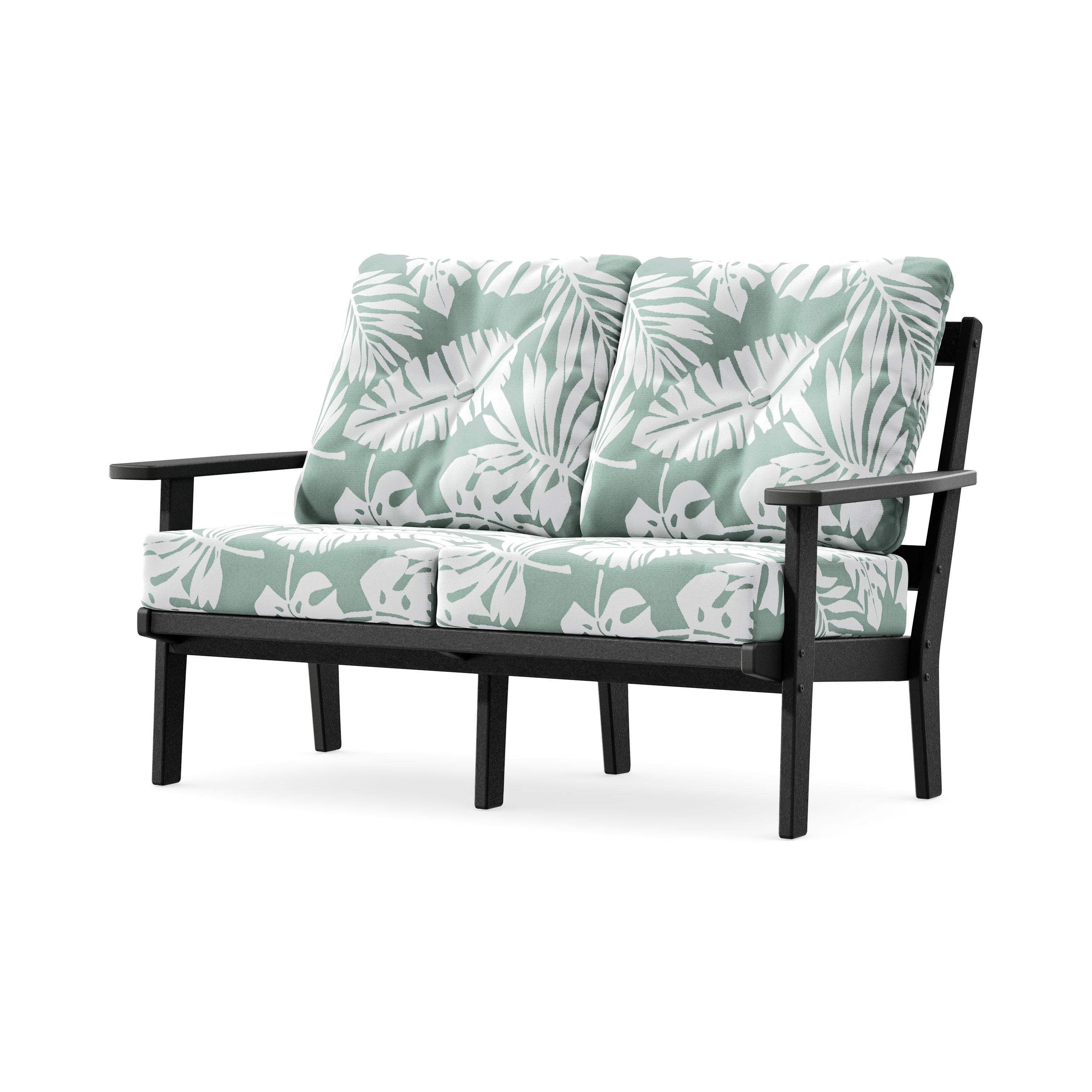 Prairie Deep SeatingLoveseat in Black / Leaf Glacier Spa