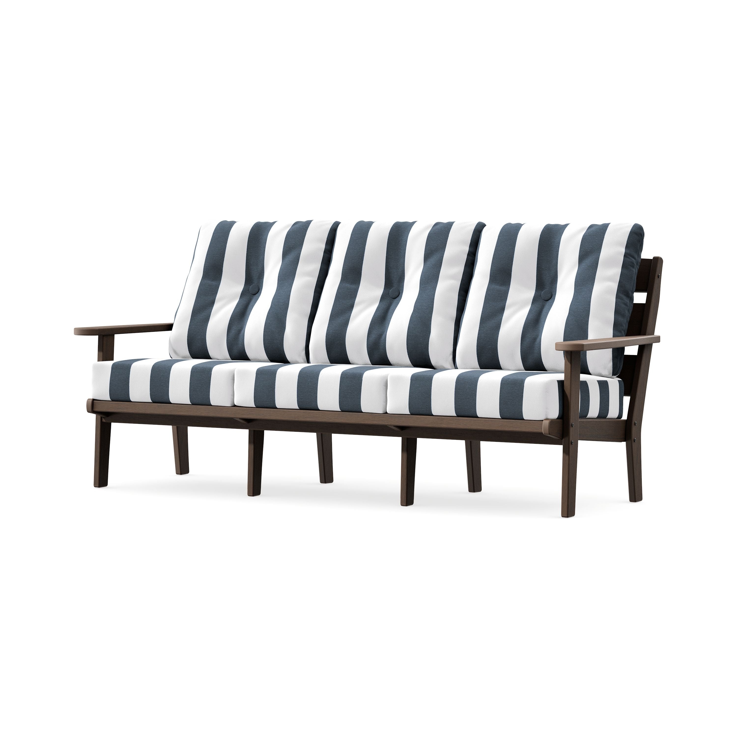Lakeside Deep Seating Sofa in Kona / Cabana Stripe Marine Indigo