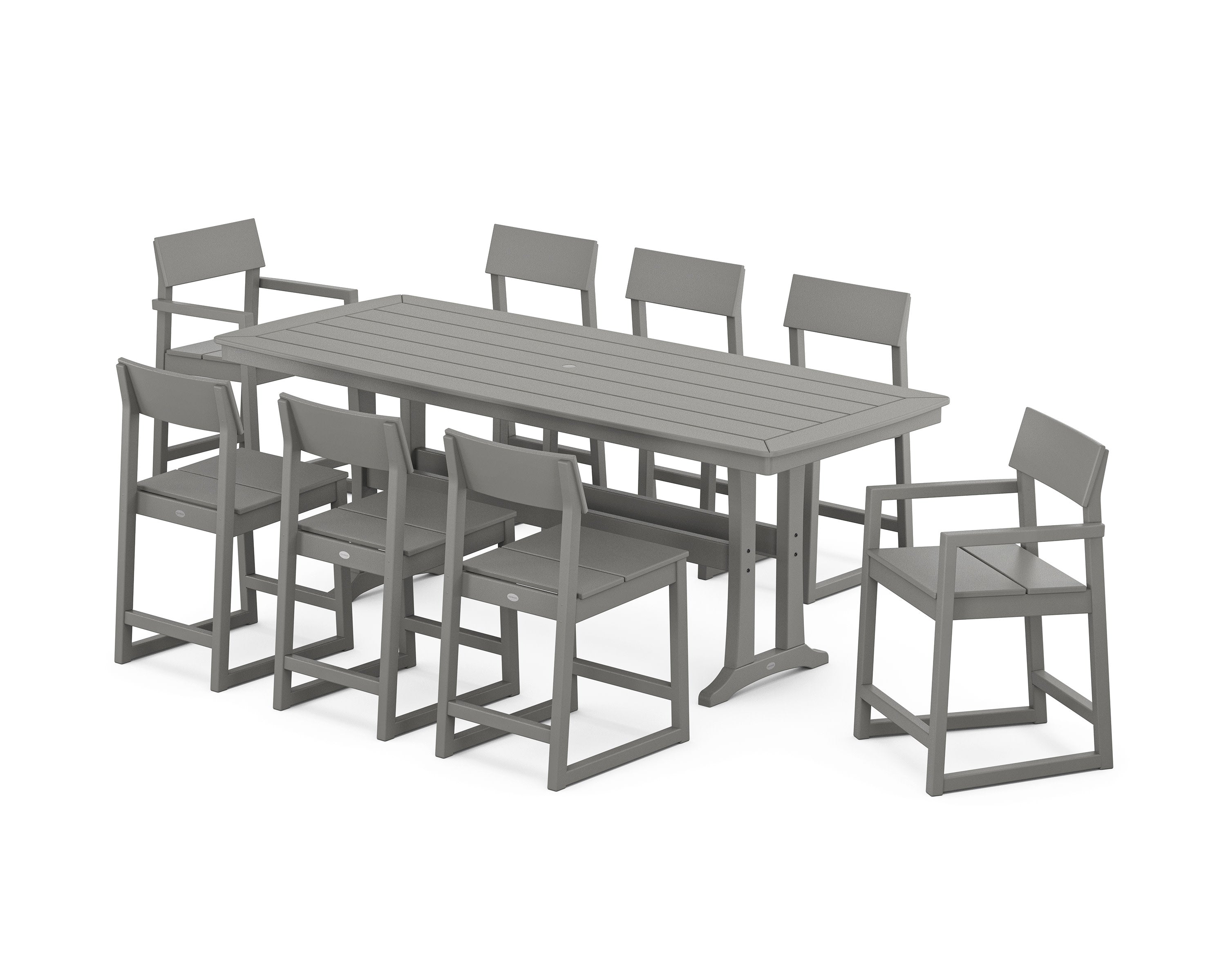 EDGE 9-Piece Counter Set with Trestle Legs in Slate Grey