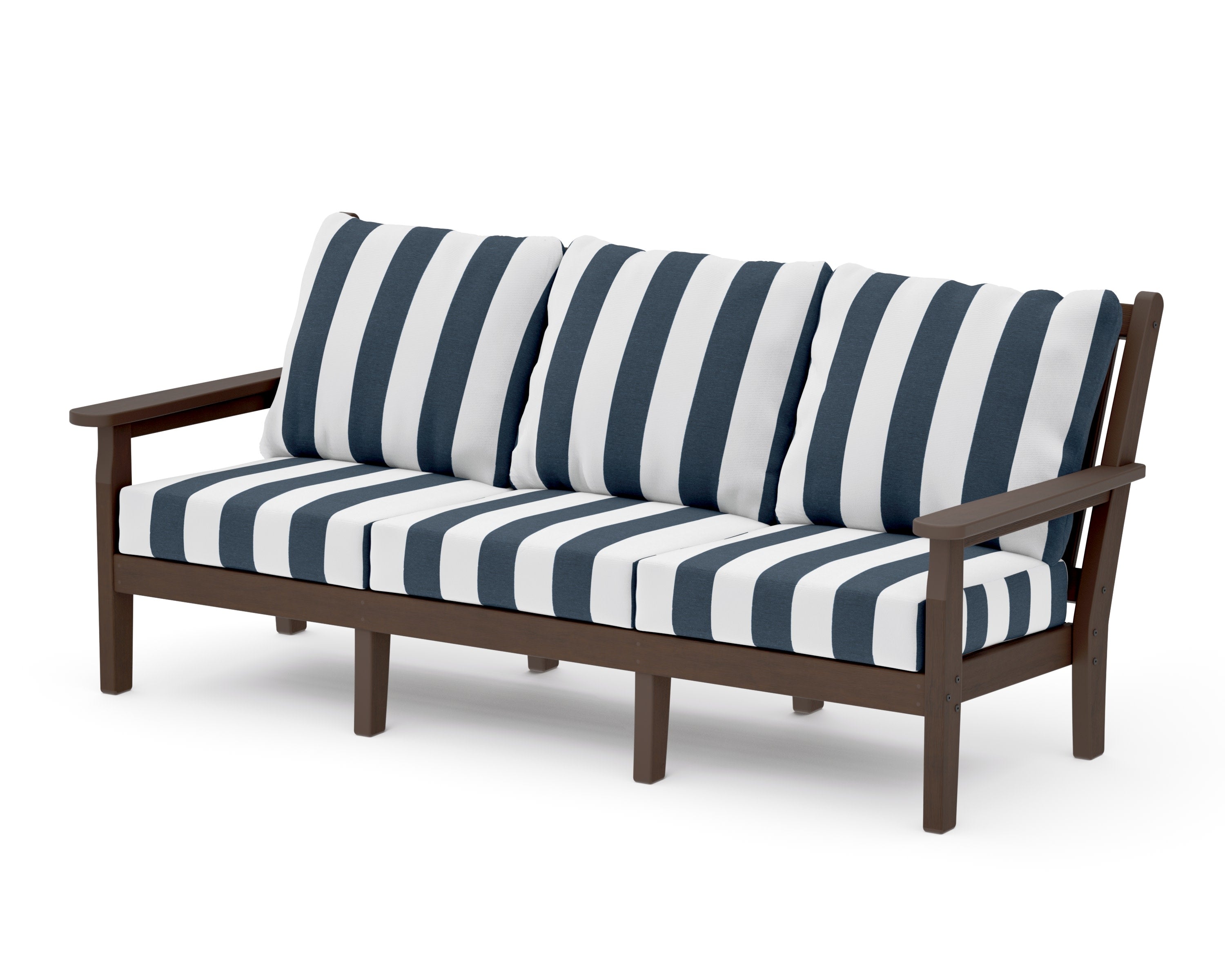 Chippendale Deep Seating Sofa in Kona / Cabana Stripe Marine Indigo