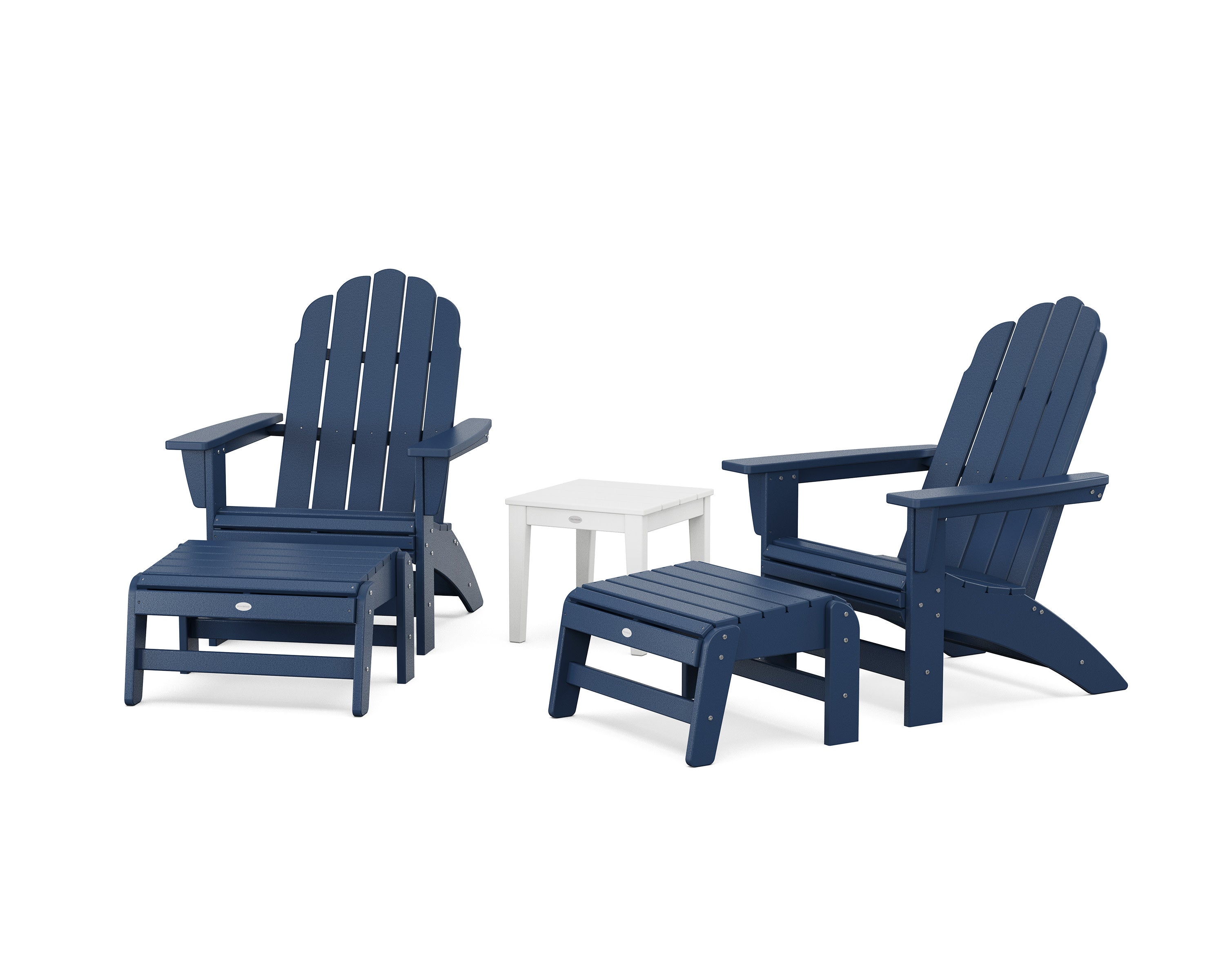 5-Piece Vineyard Grand Adirondack Set in Navy / White