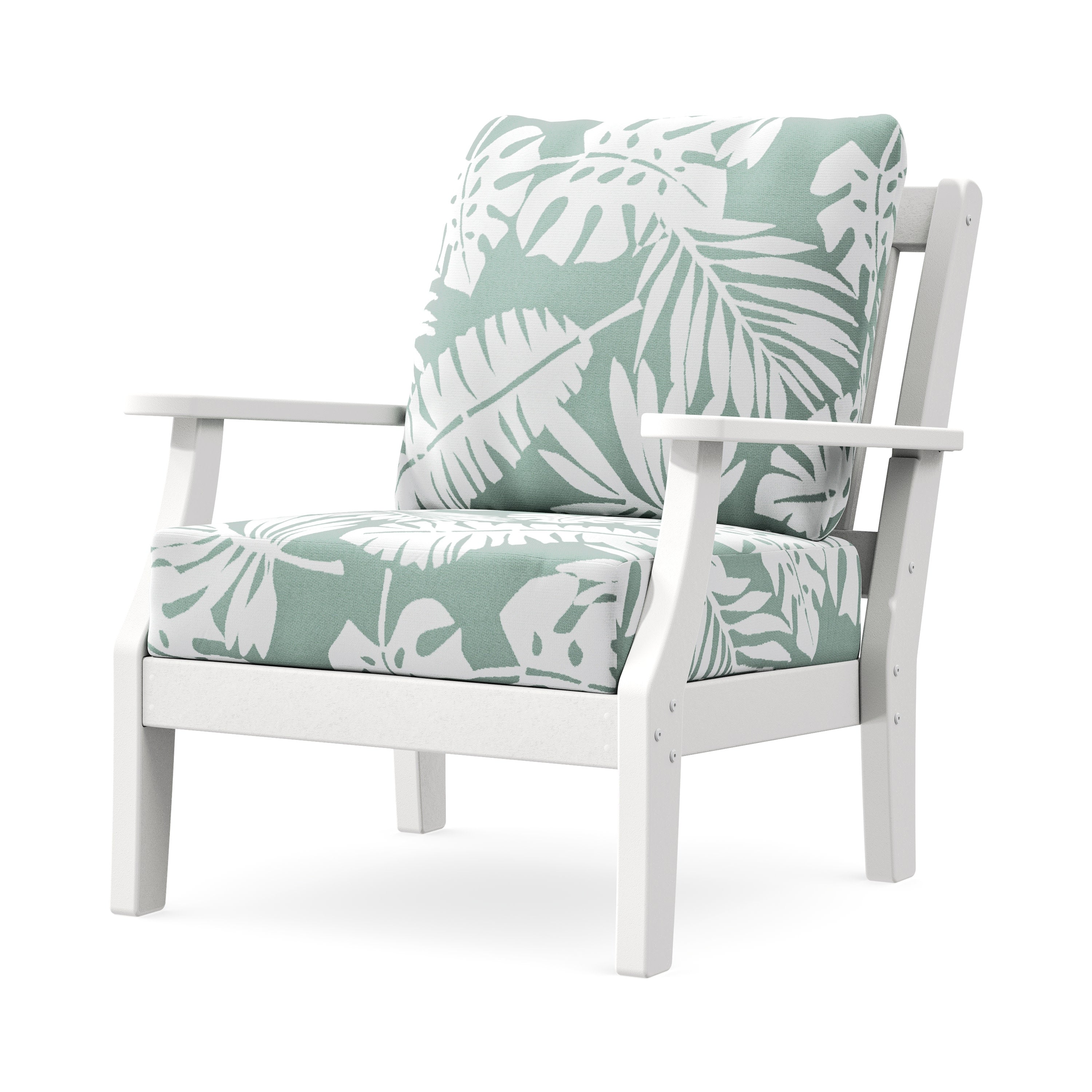 Chinoiserie Deep Seating Chair in White / Leaf Glacier Spa