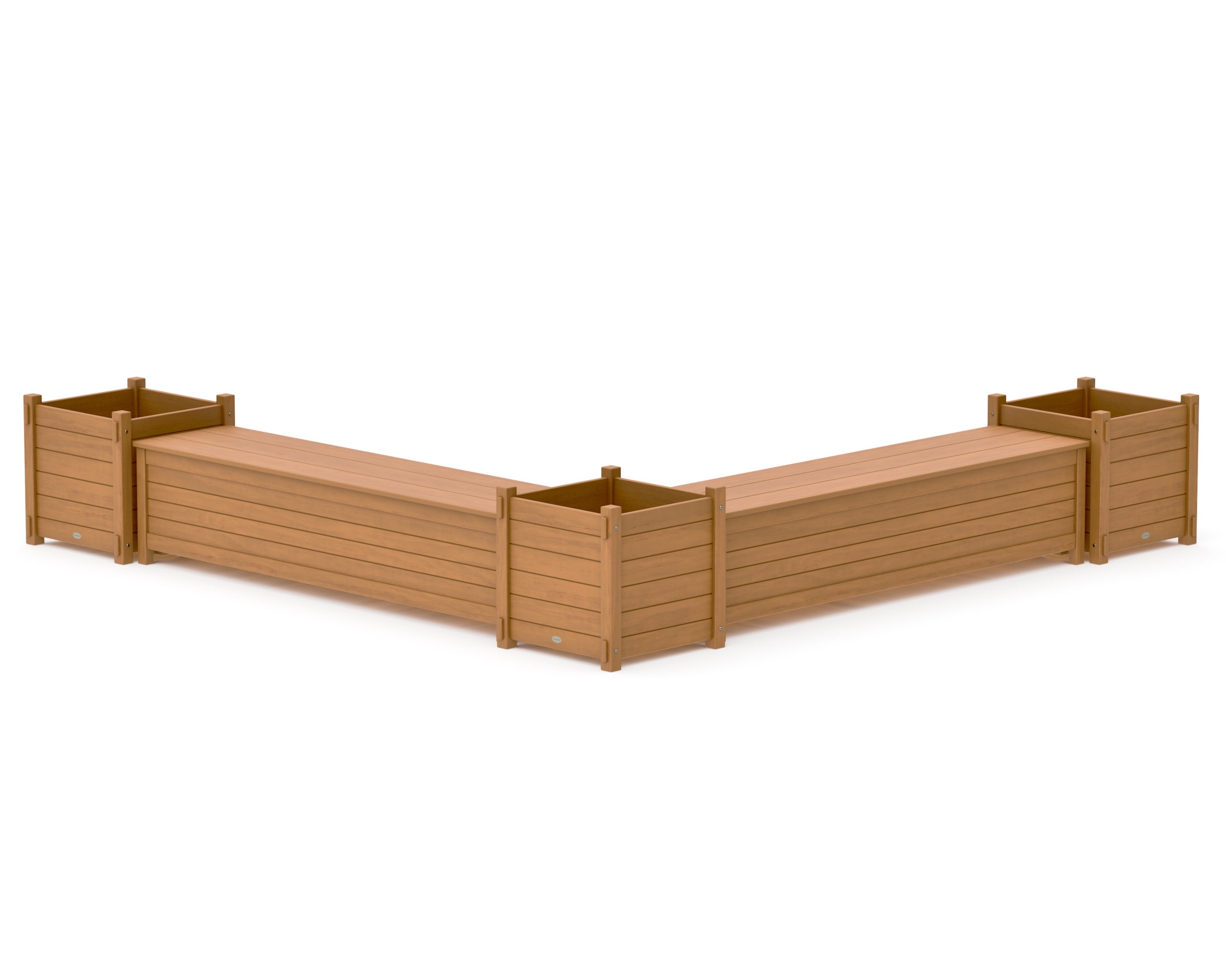 72" Nautical L- Shaped Planter Storage Bench Corner Set- Large in Natural
