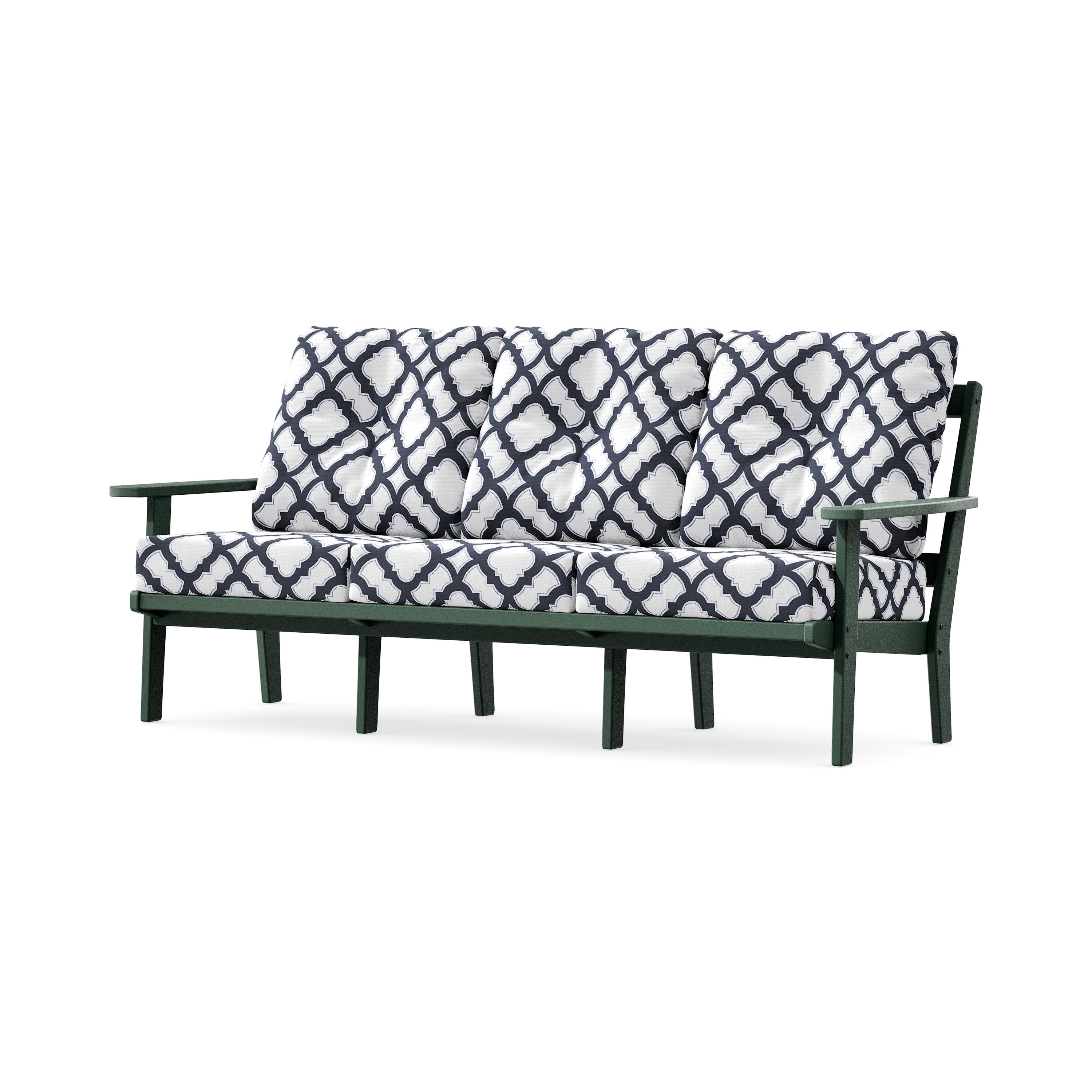 PrairieDeep Seating Sofa in Green / Trellis Navy