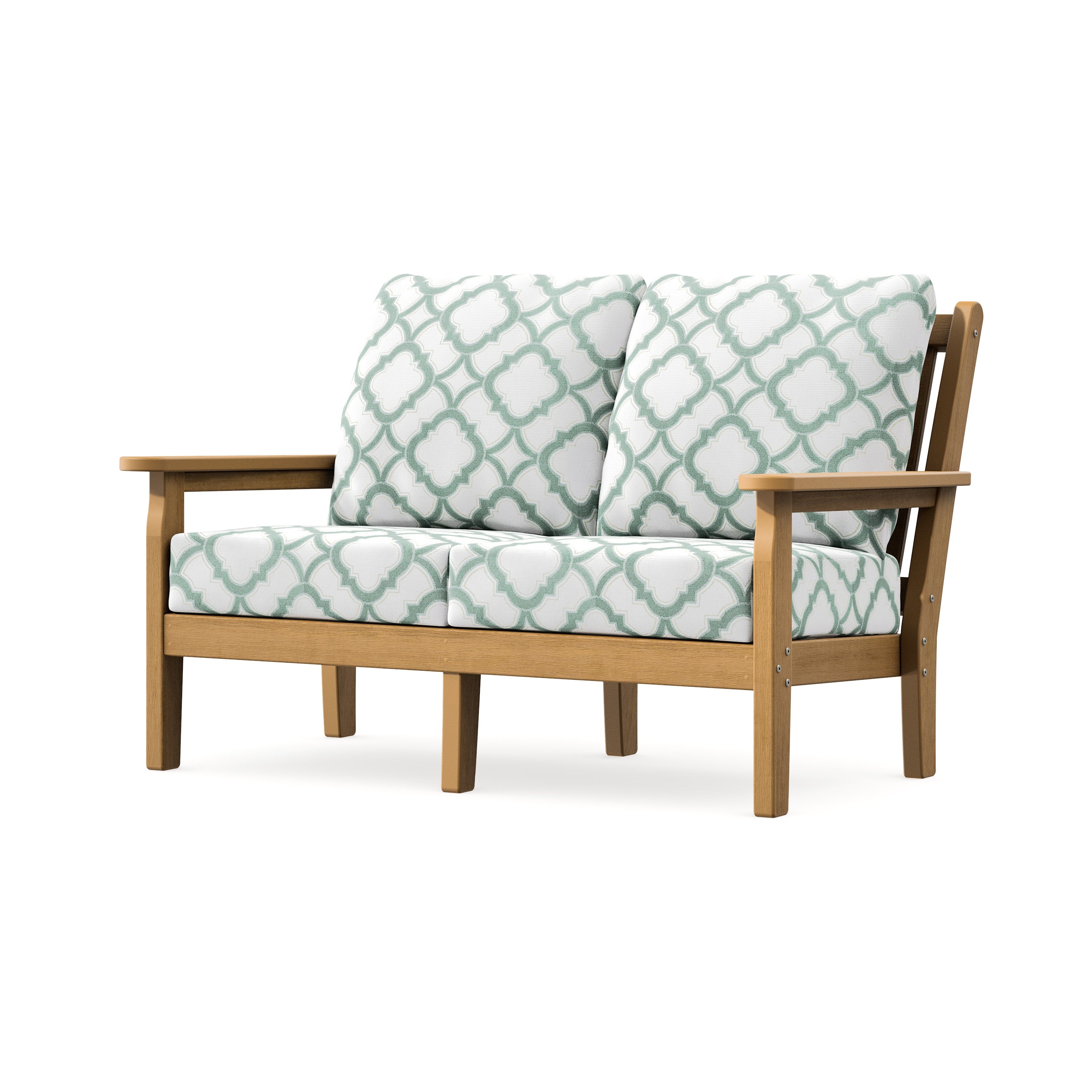 Chippendale Deep Seating Loveseat in Natural / Trellis Glacier Spa