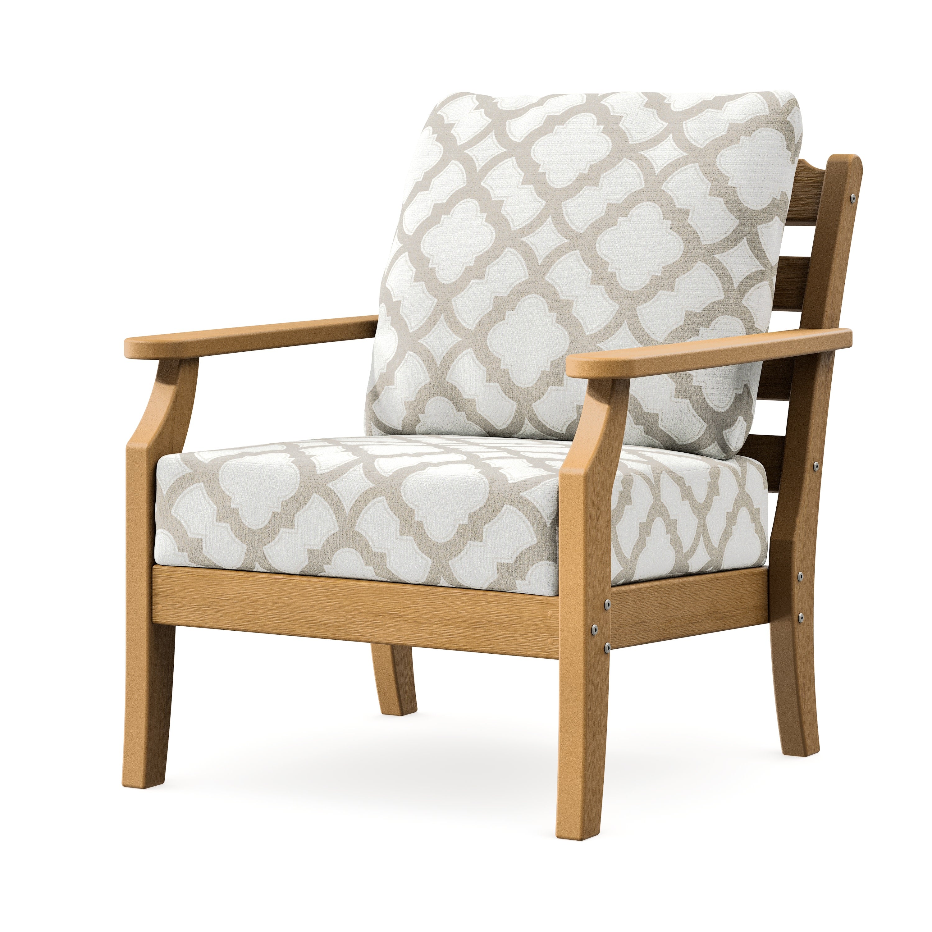 Savannah Deep Seating Chair in Natural / Trellis Dune Burlap