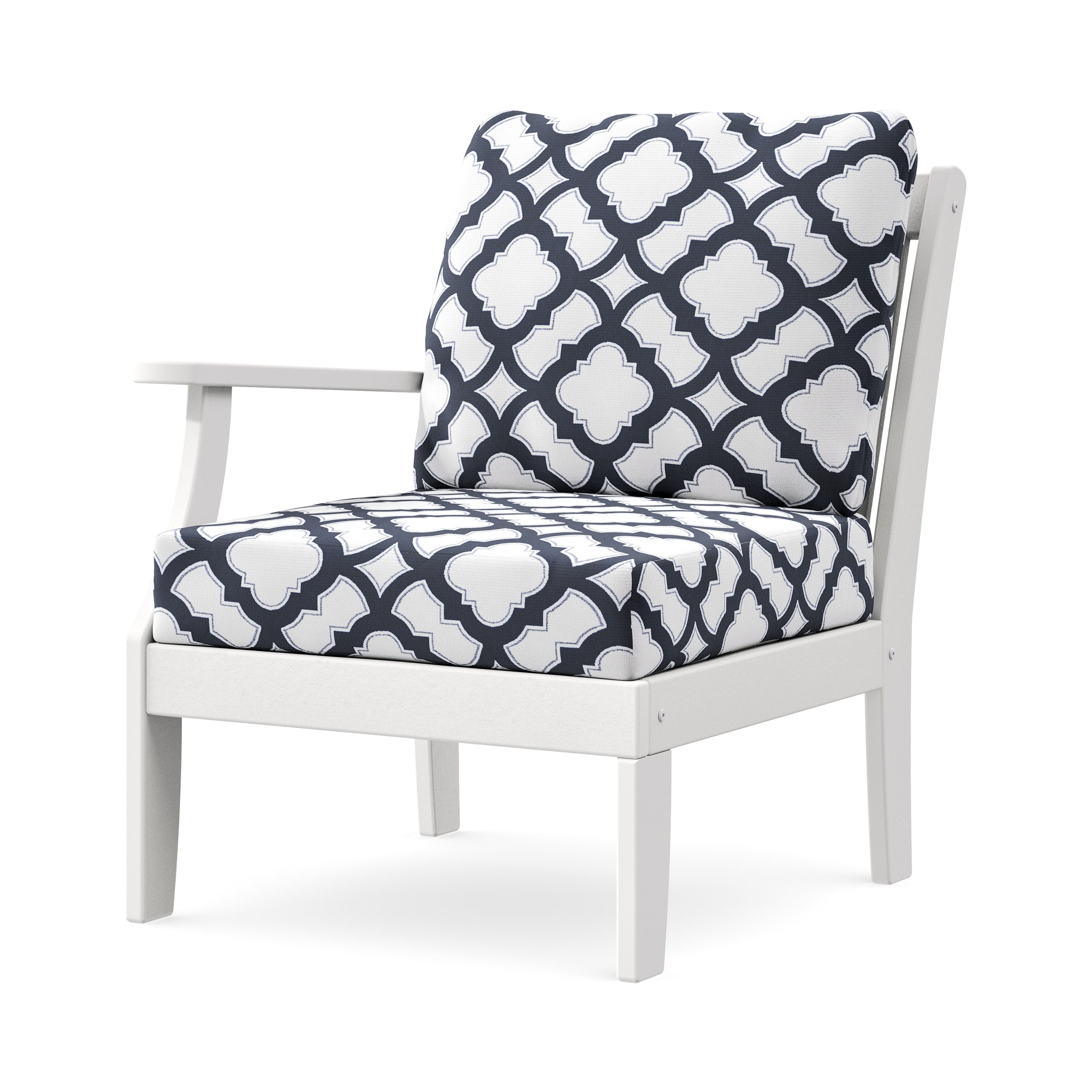 Braxton Modular Left Arm Chair in White / Trellis Navy