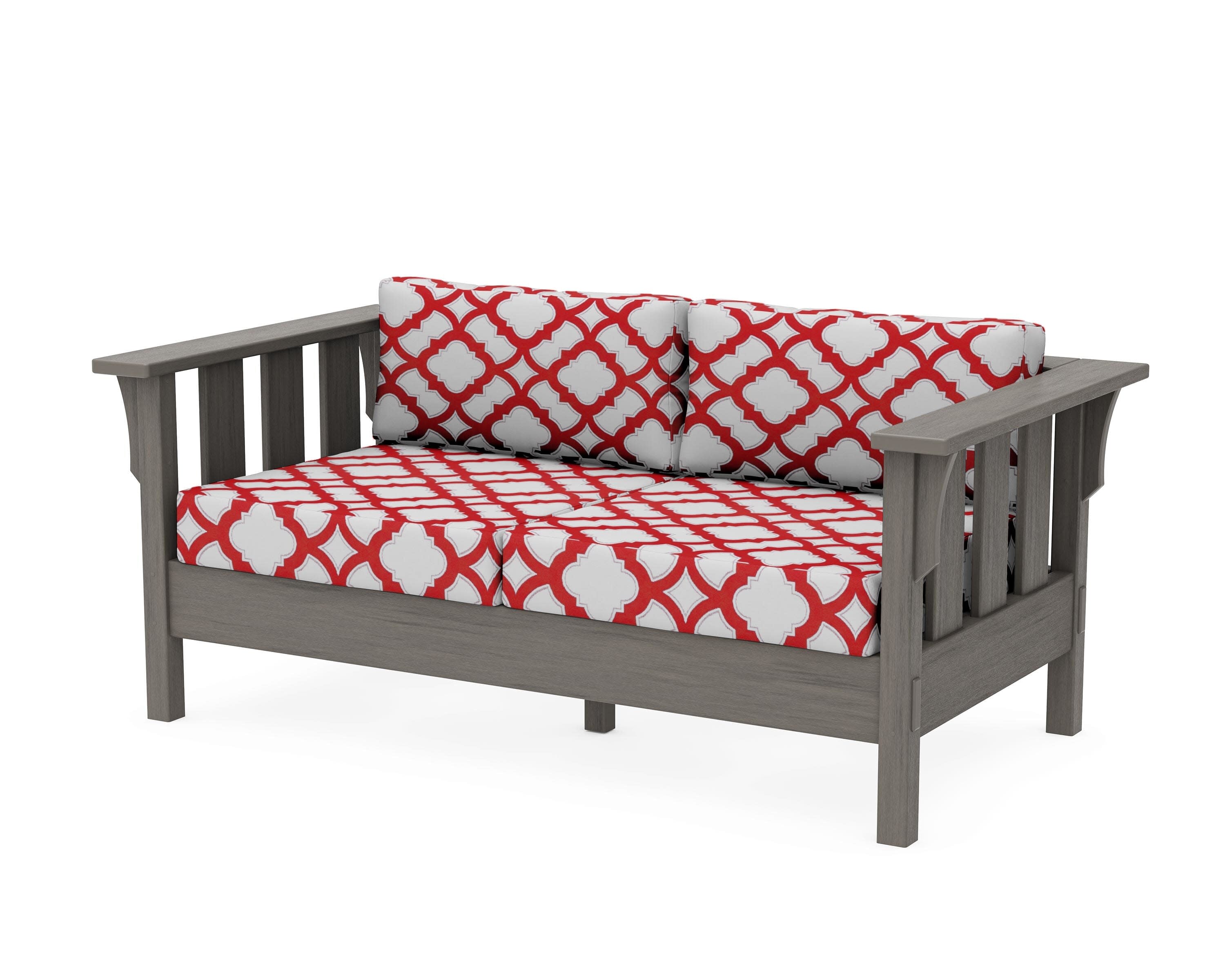 Acadia Deep Seating Loveseat in Driftwood / Trellis Crimson