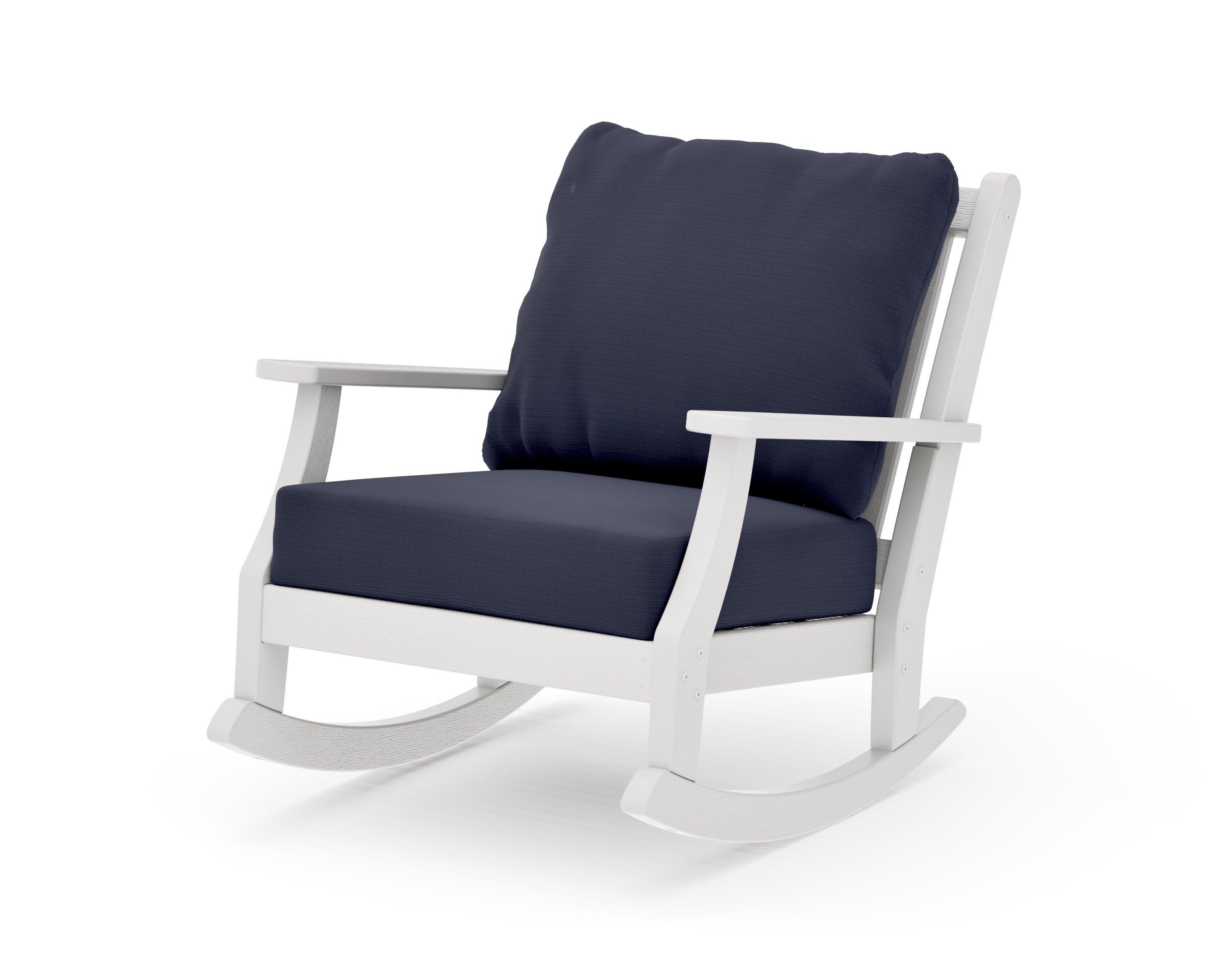 Wovendale Deep Seating Rocking Chair in Vintage White / Navy Linen