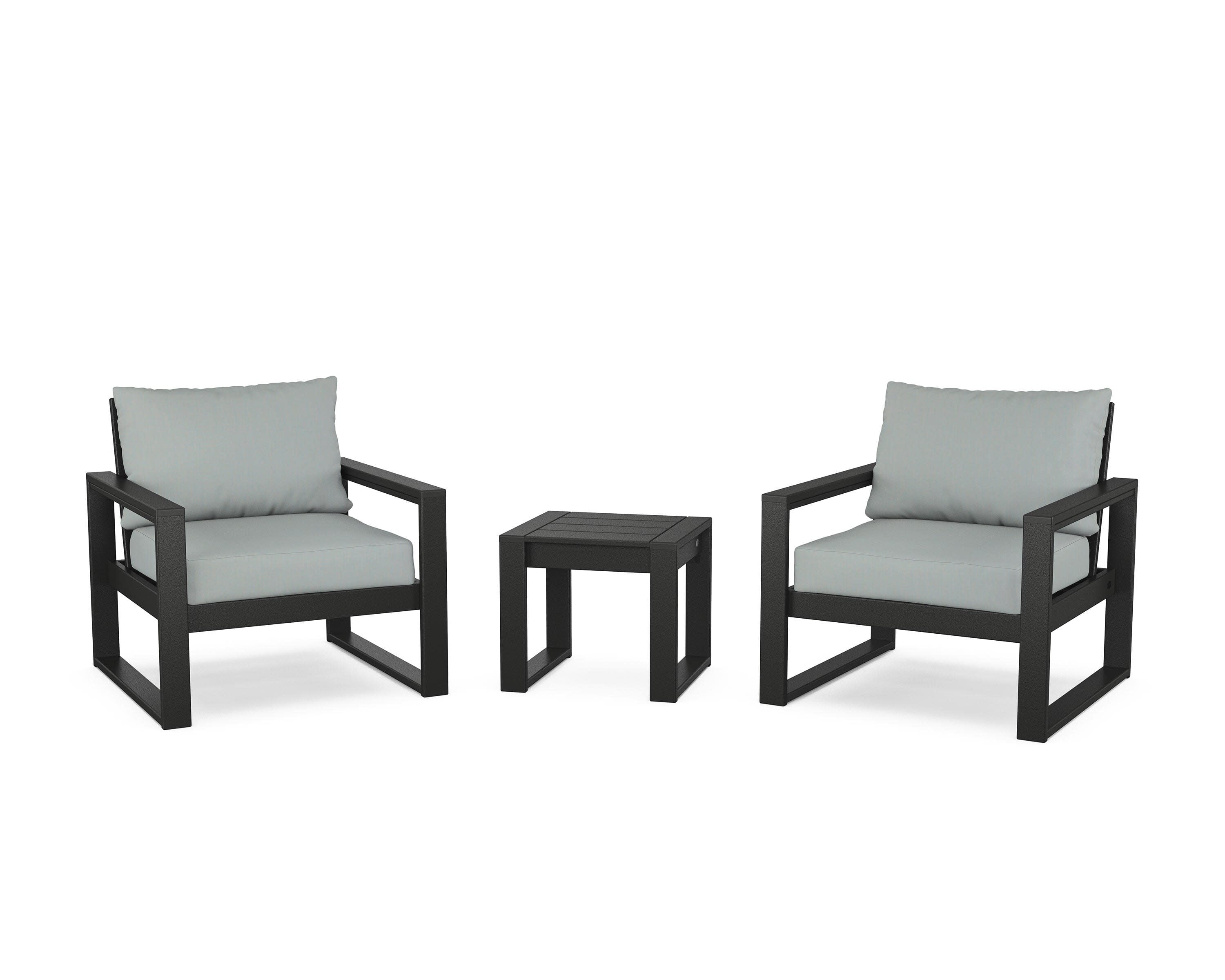 EDGE Sectional 3-Piece Deep Seating Set in Black / Spa