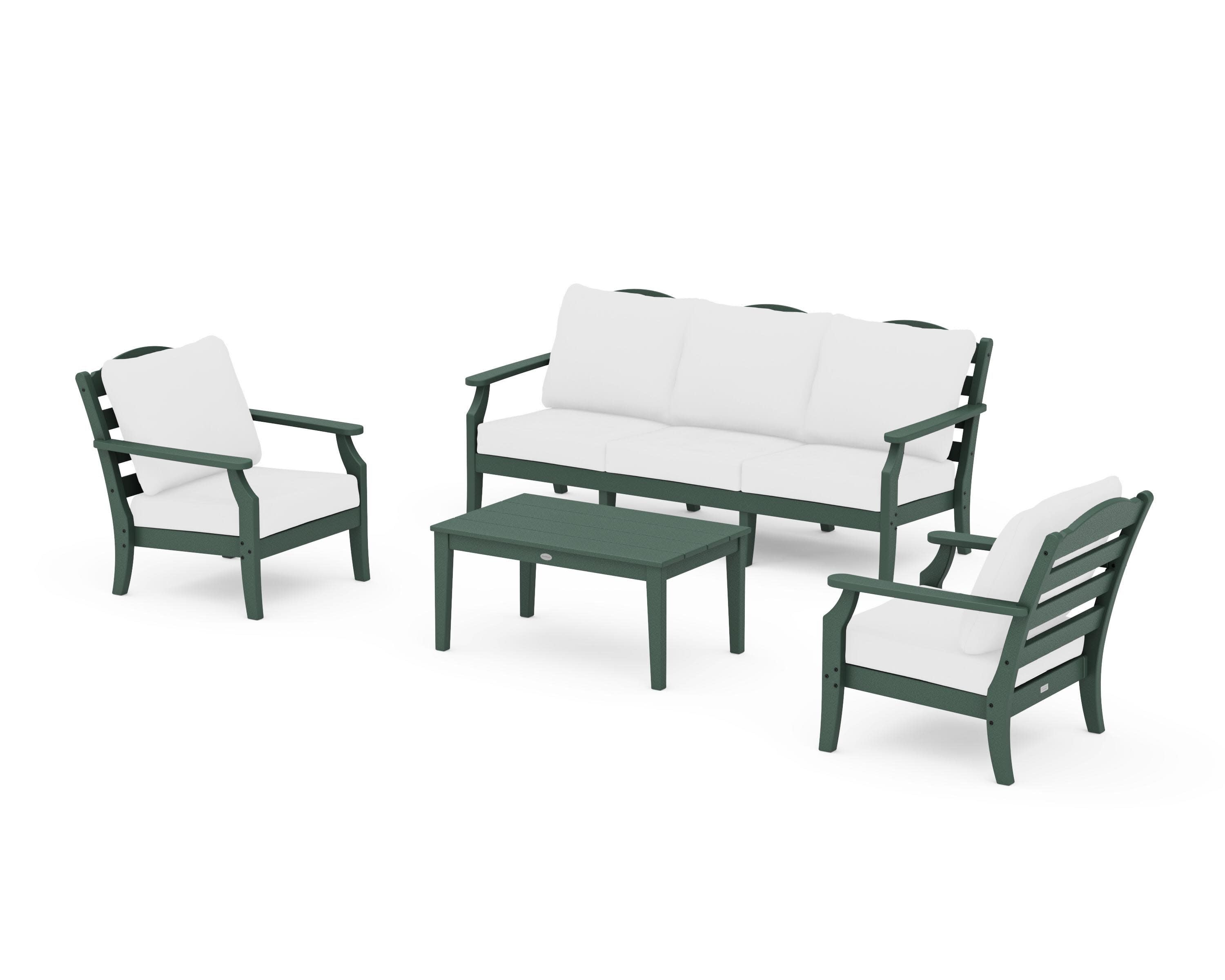 Savannah 4-Piece Deep Seating Set with Sofa in Green / Natural