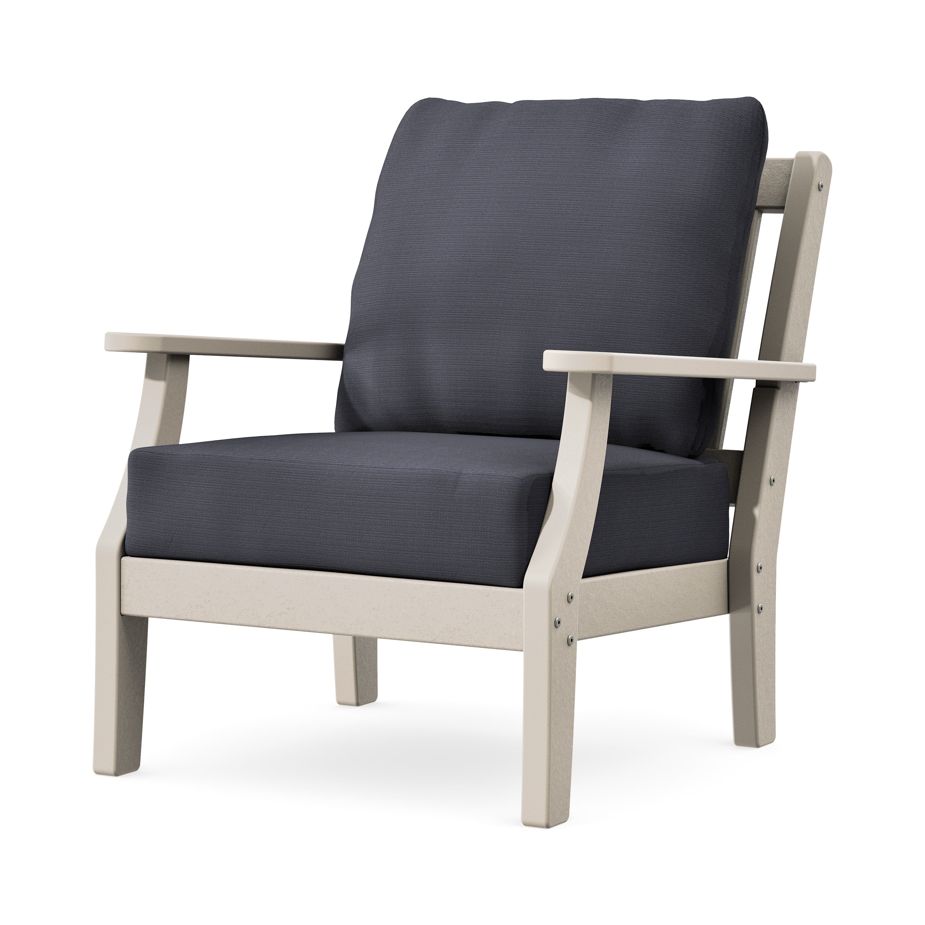 Chinoiserie Deep Seating Chair in Sand / Midnight Linen