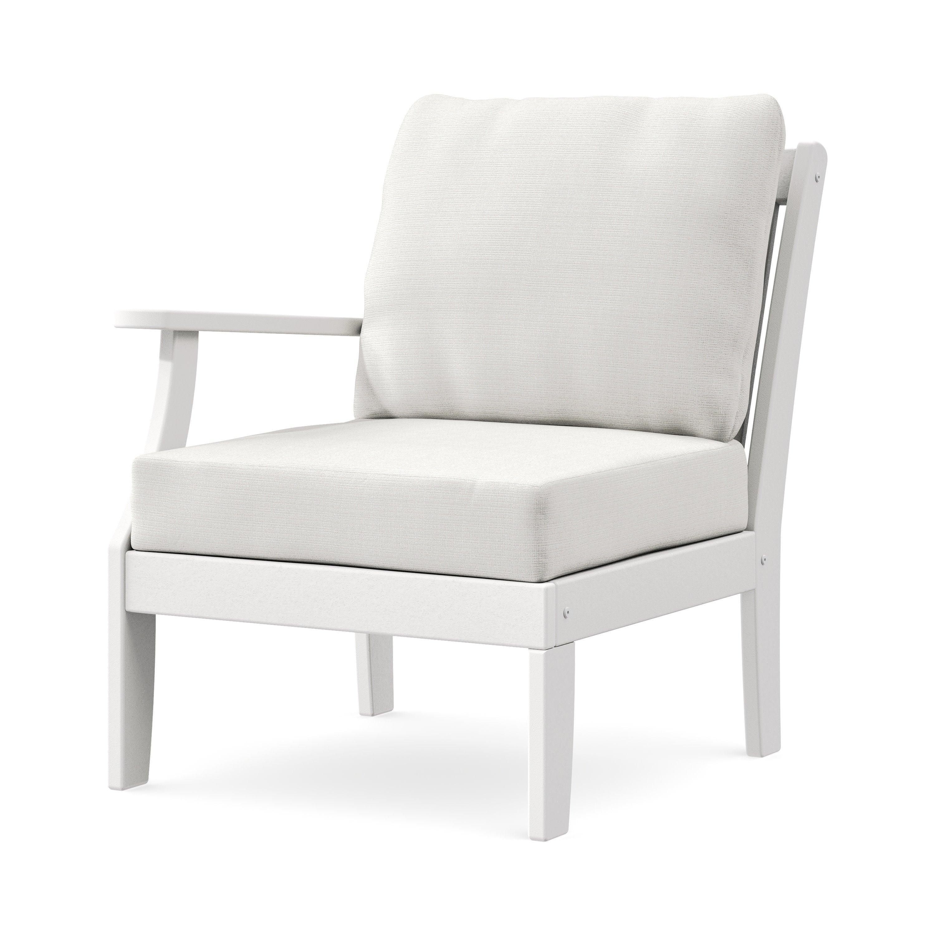 Braxton Modular Left Arm Chair in White / Natural Linen