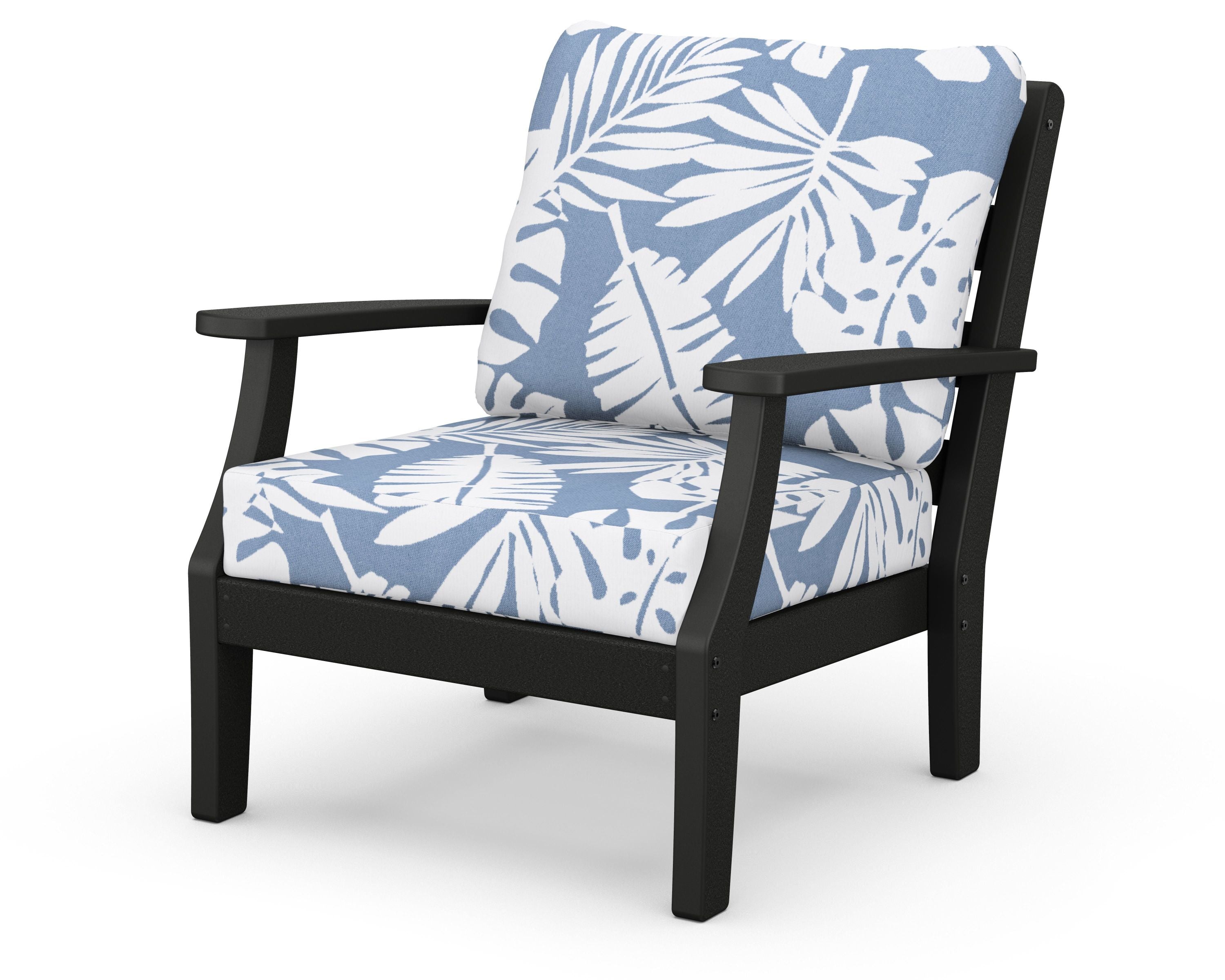 Chesapeake Deep Seating Chair in Black / Leaf Sky Blue