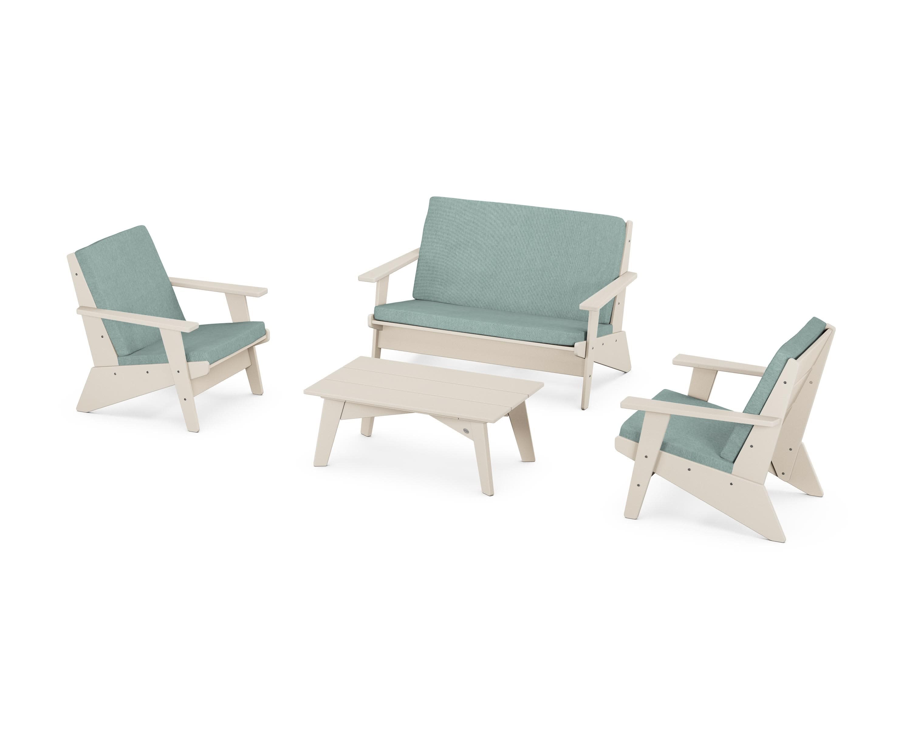 Riviera Modern Lounge 4-Piece Set in Sand / Glacier Spa