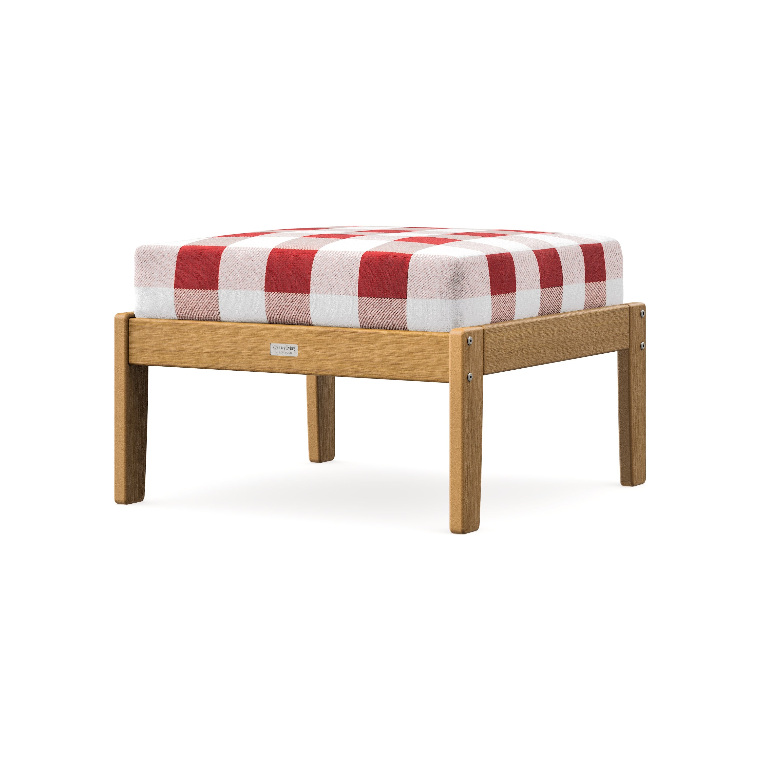 Cottage Deep Seating Ottoman in Natural / Buffalo Plaid Crimson