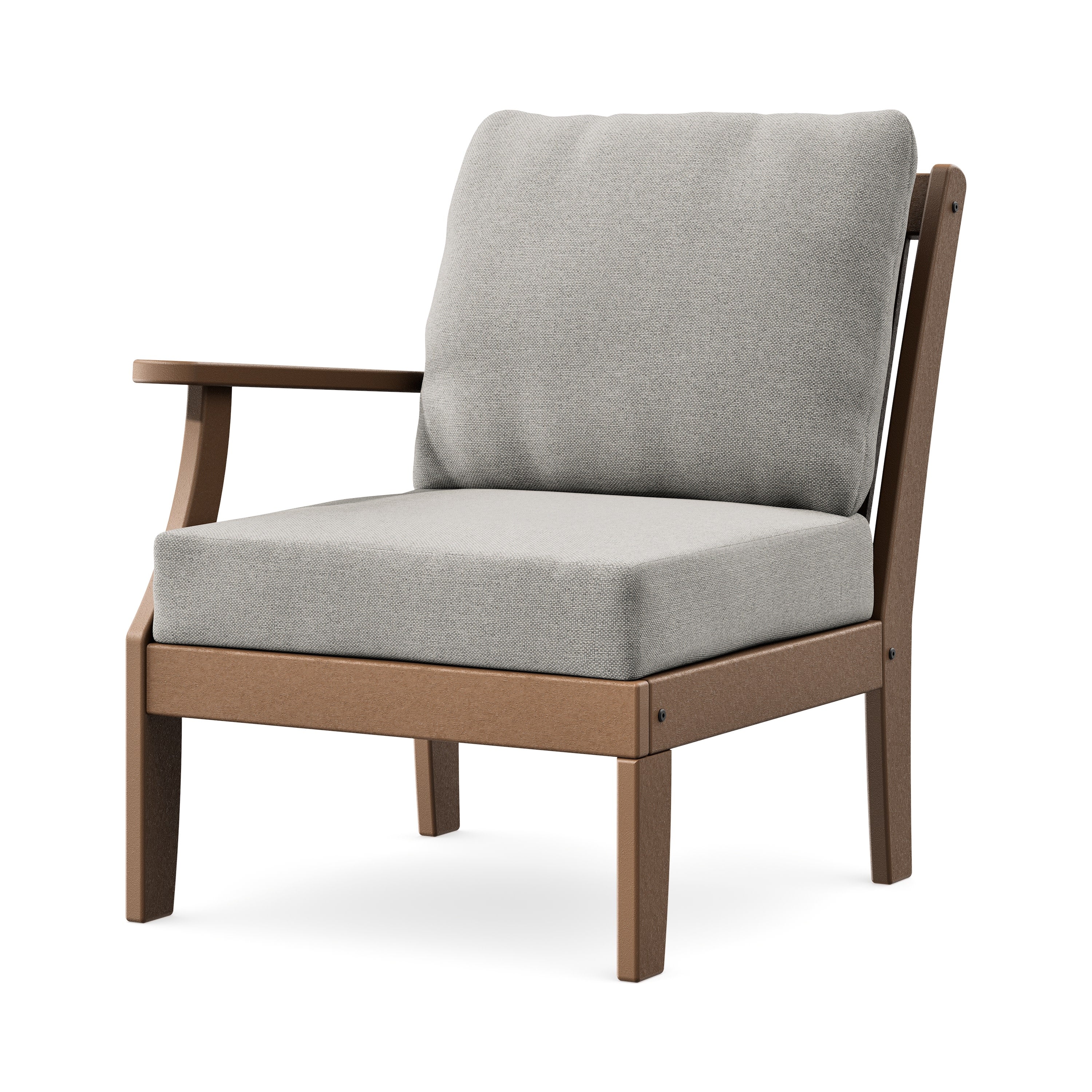 Braxton Modular Left Arm Chair in Teak / Weathered Tweed
