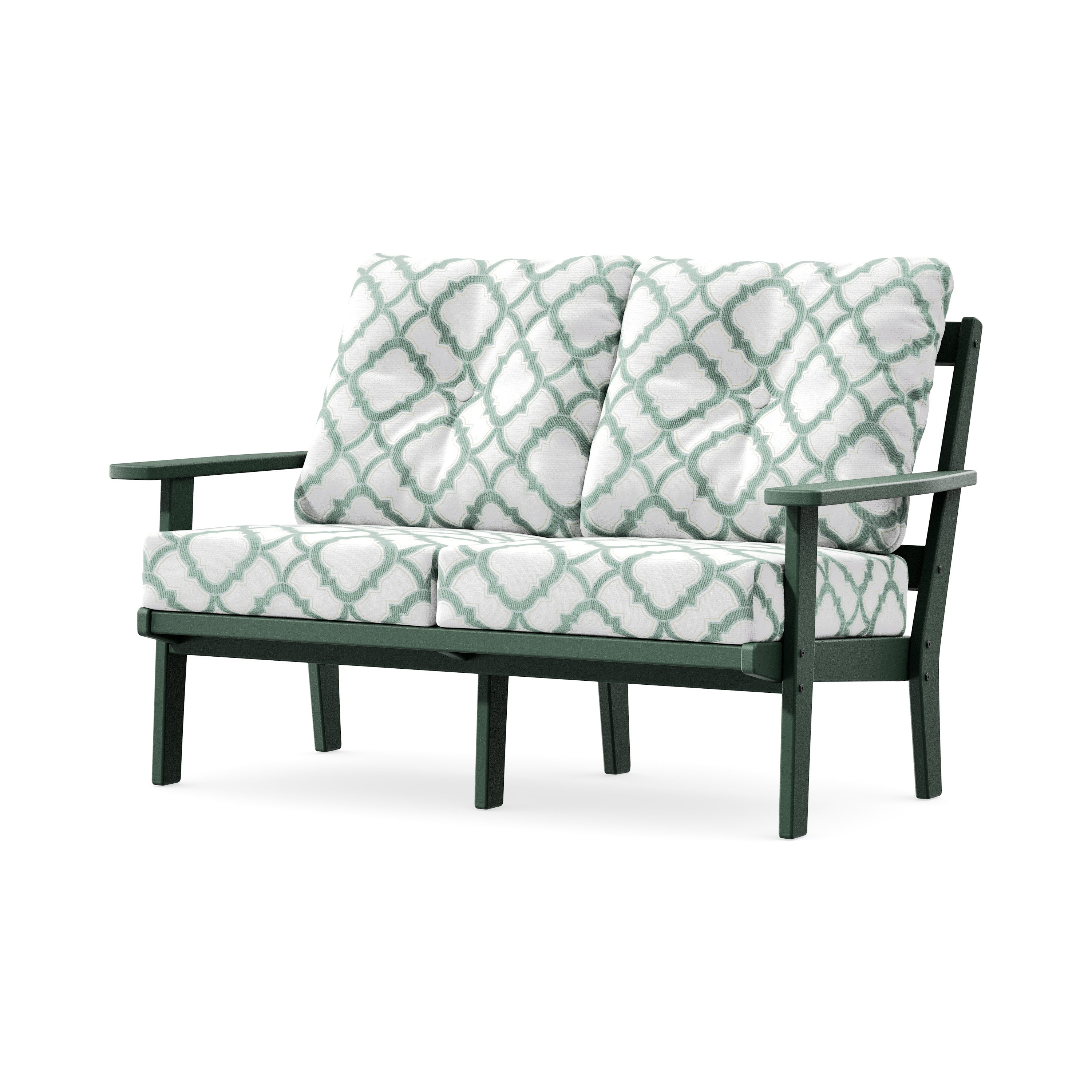 Prairie Deep SeatingLoveseat in Green / Trellis Glacier Spa