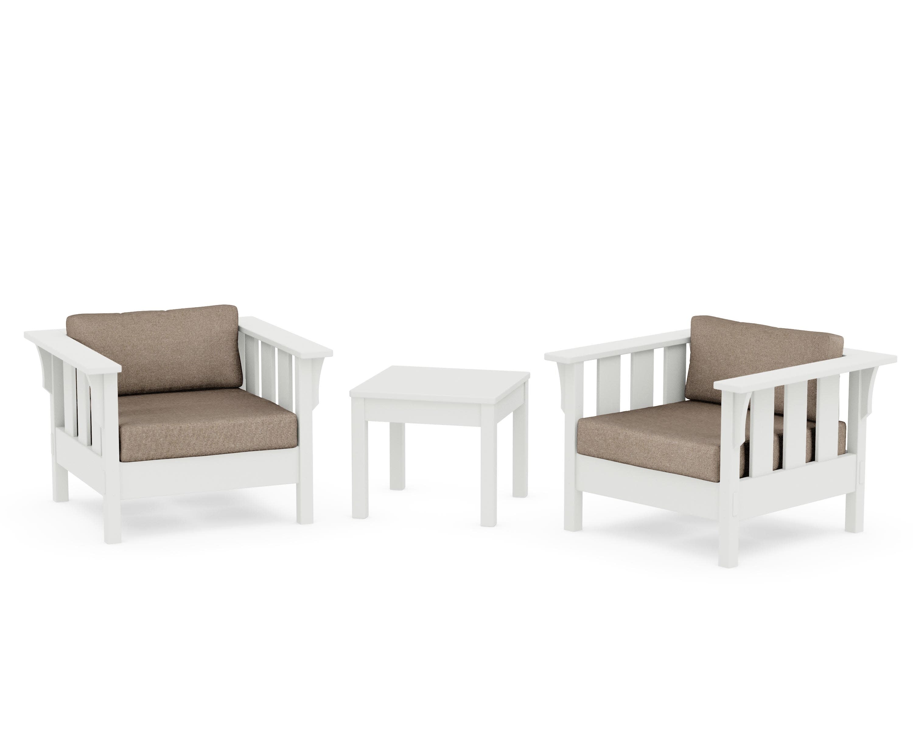 Acadia 3-Piece Deep Seating Set in Vintage White / Spiced Burlap
