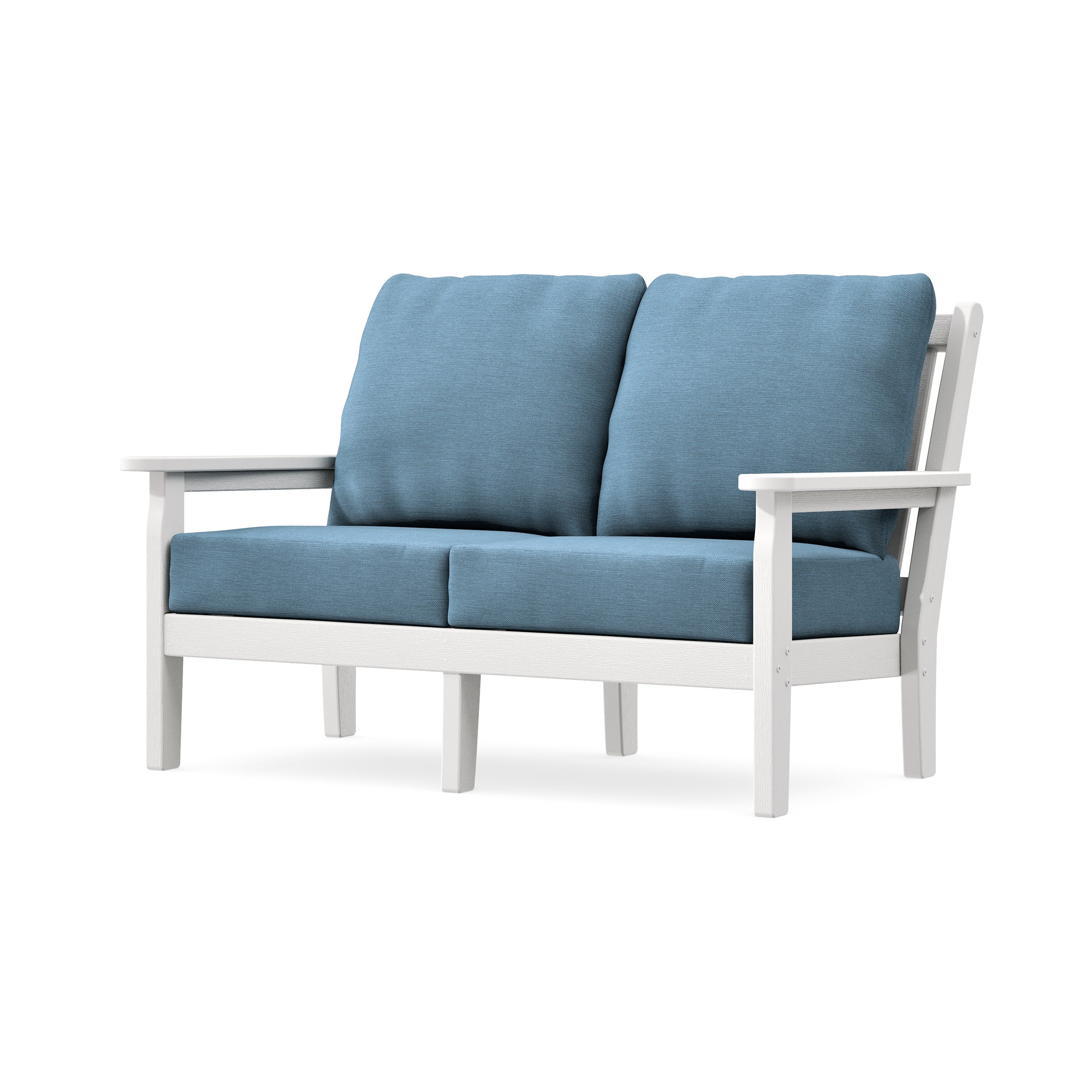 Chippendale Deep Seating Loveseat in Vintage White / Sky Blue
